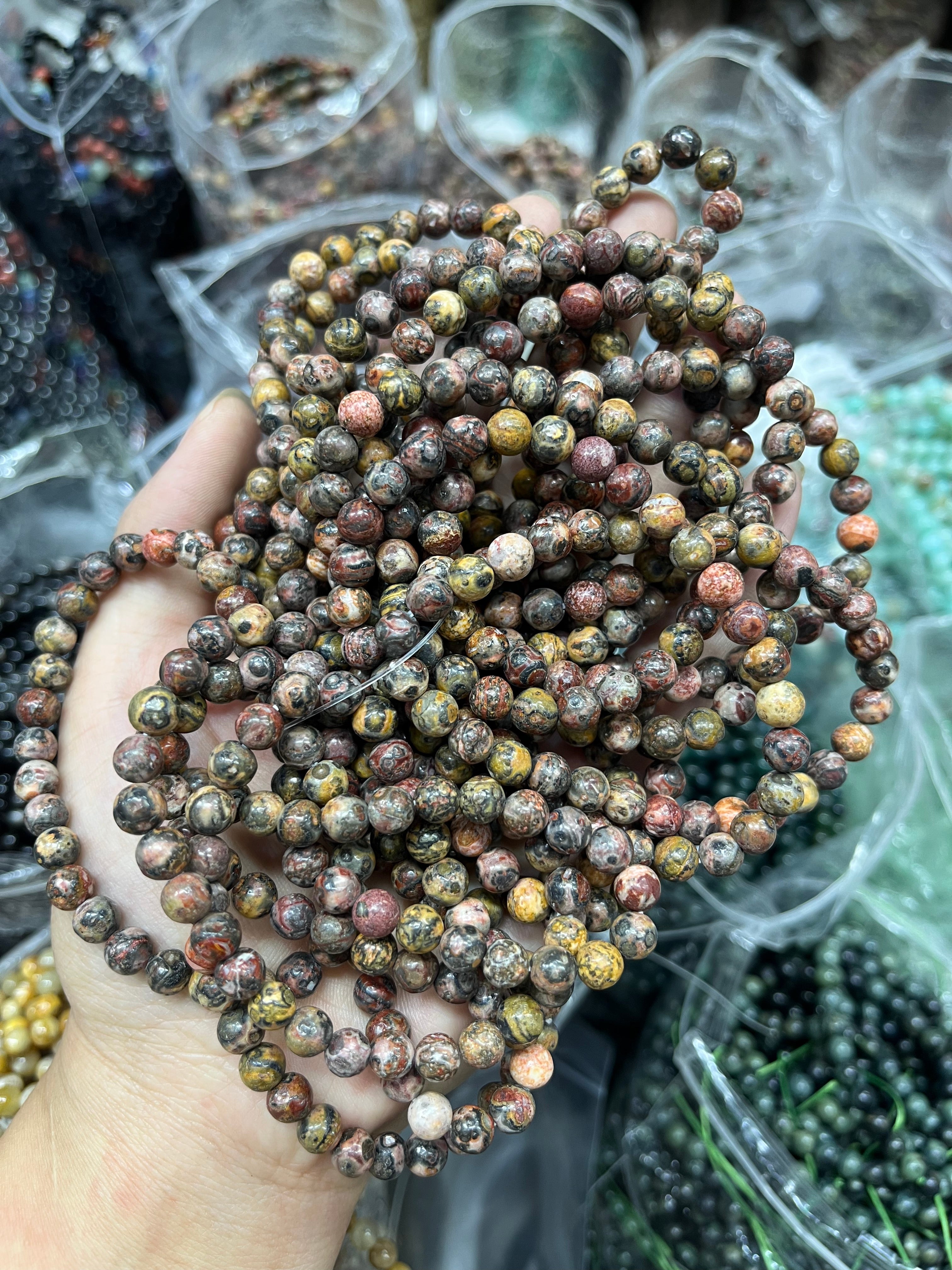 6mm leopard skin jasper bracelet