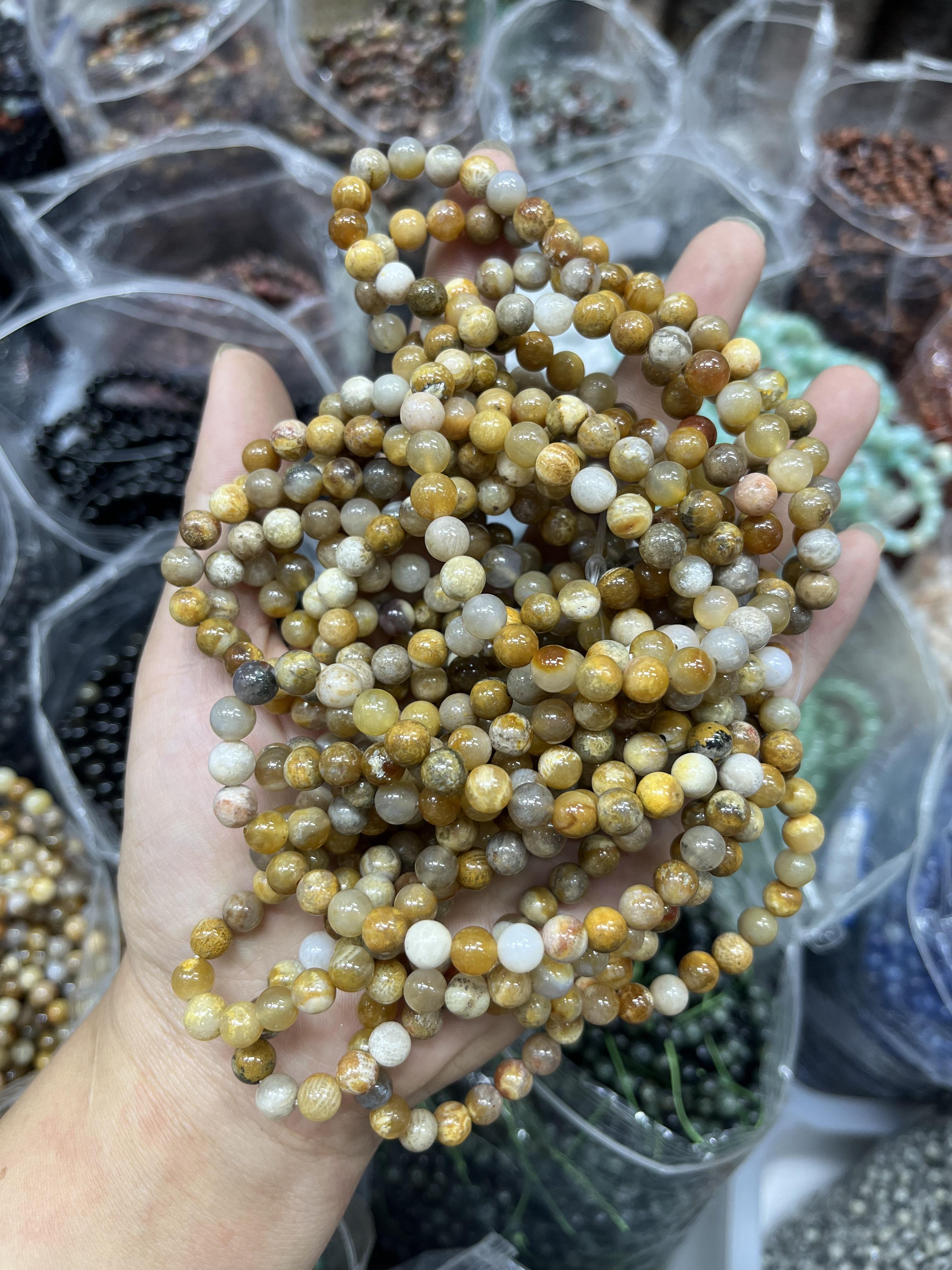 6mm coral jade bracelet
