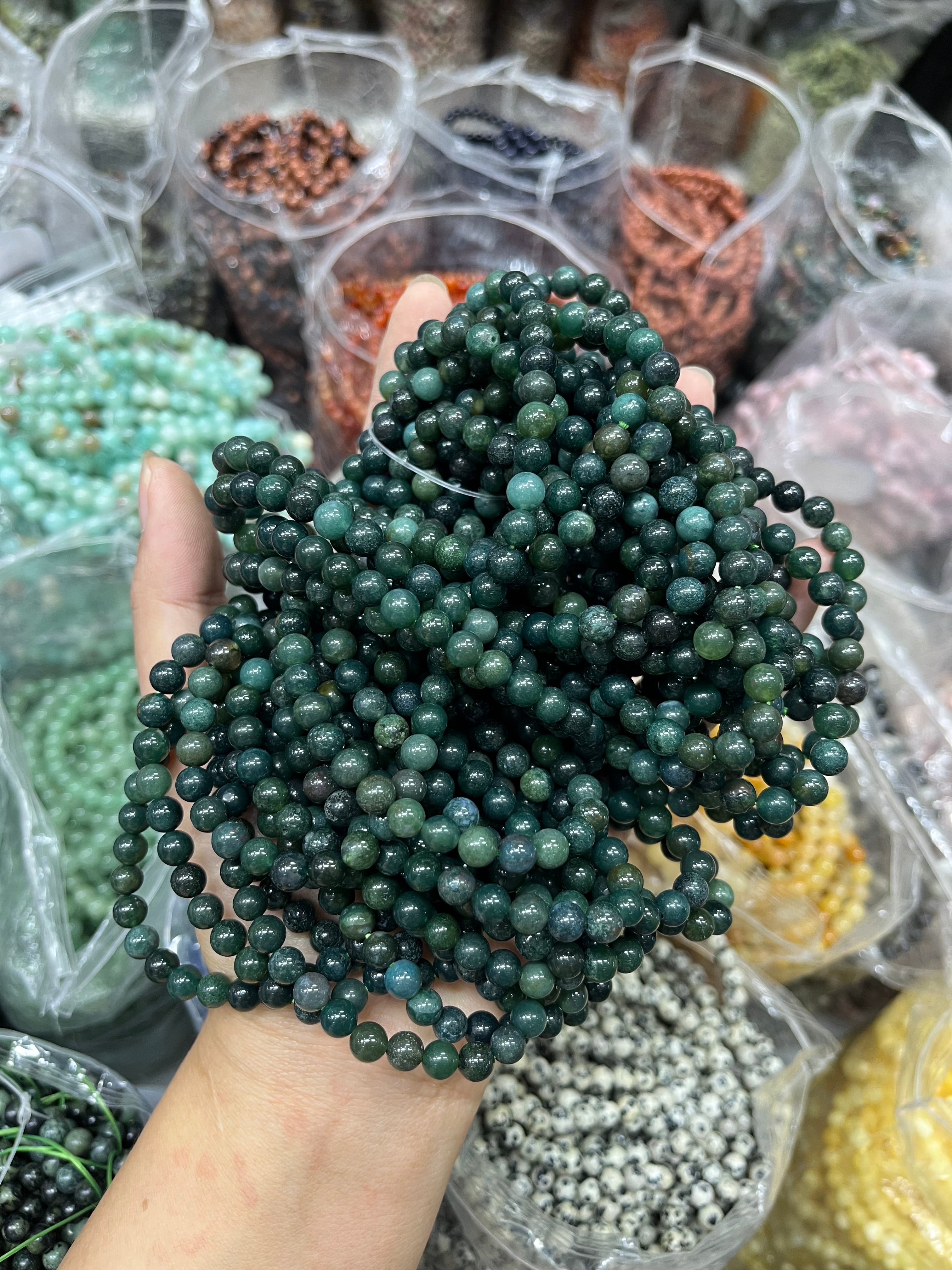 6mm dark moss agate bracelet