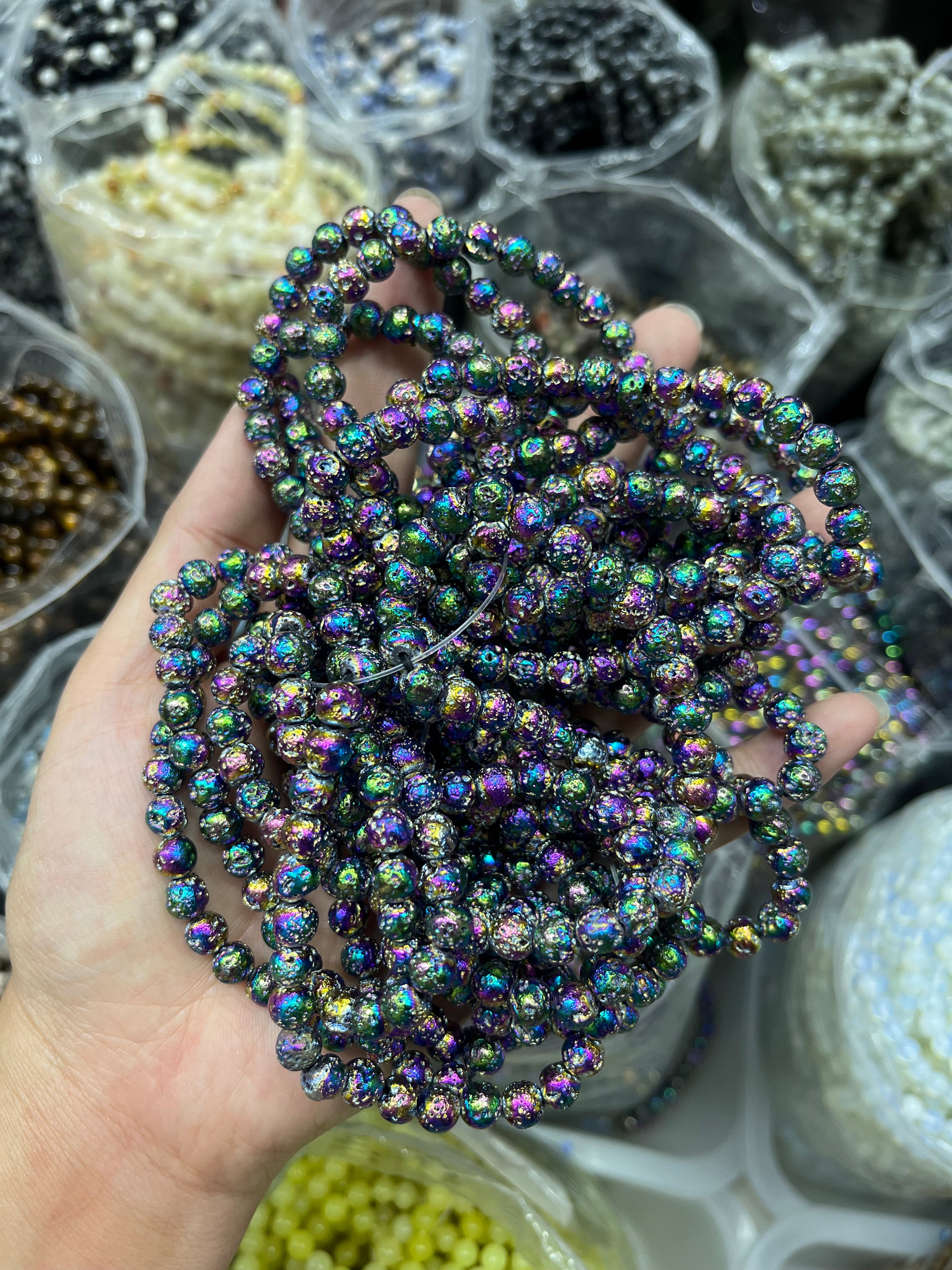 6mm aura lava stone bracelet