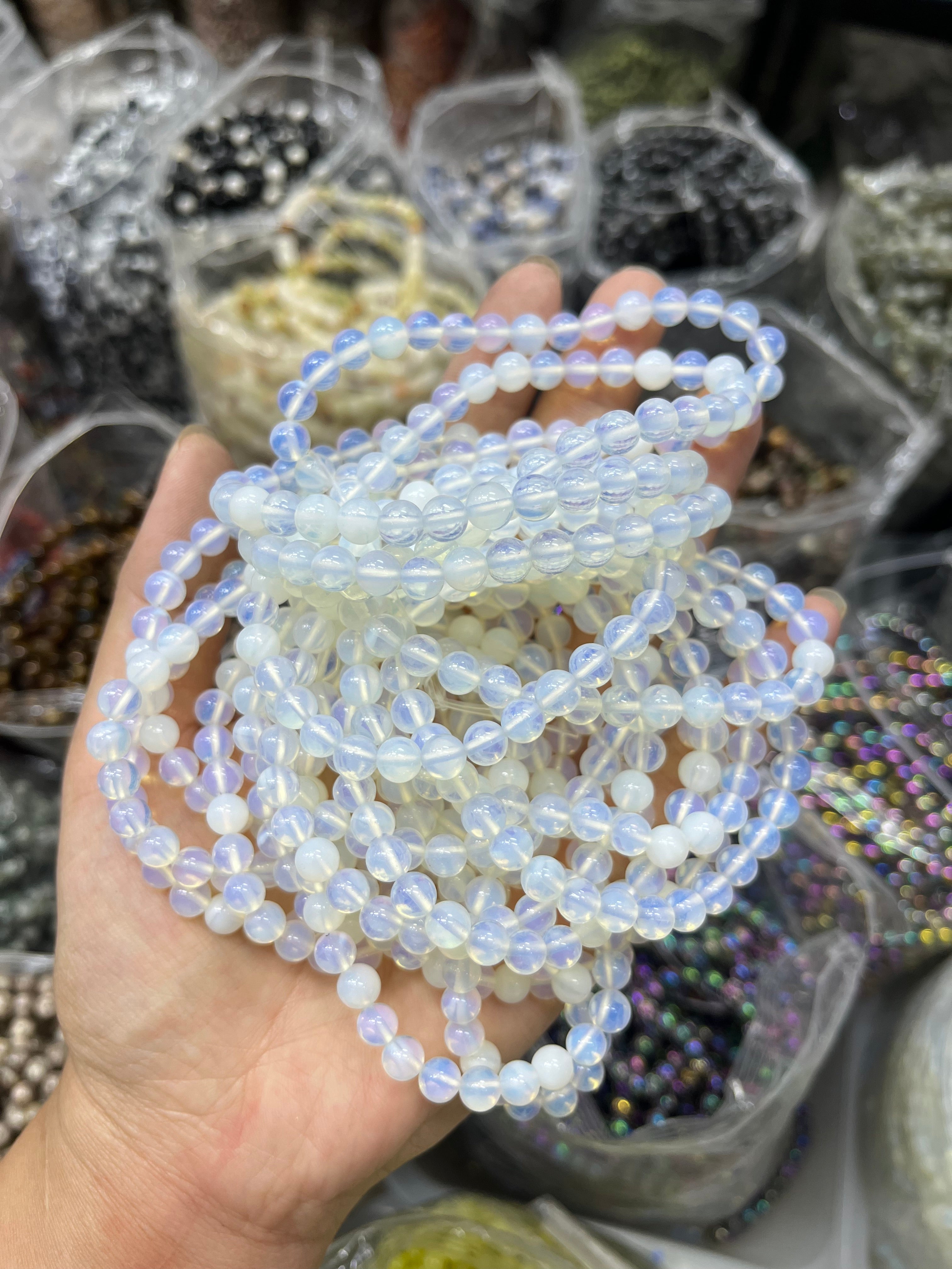 6mm white opalite bracelet