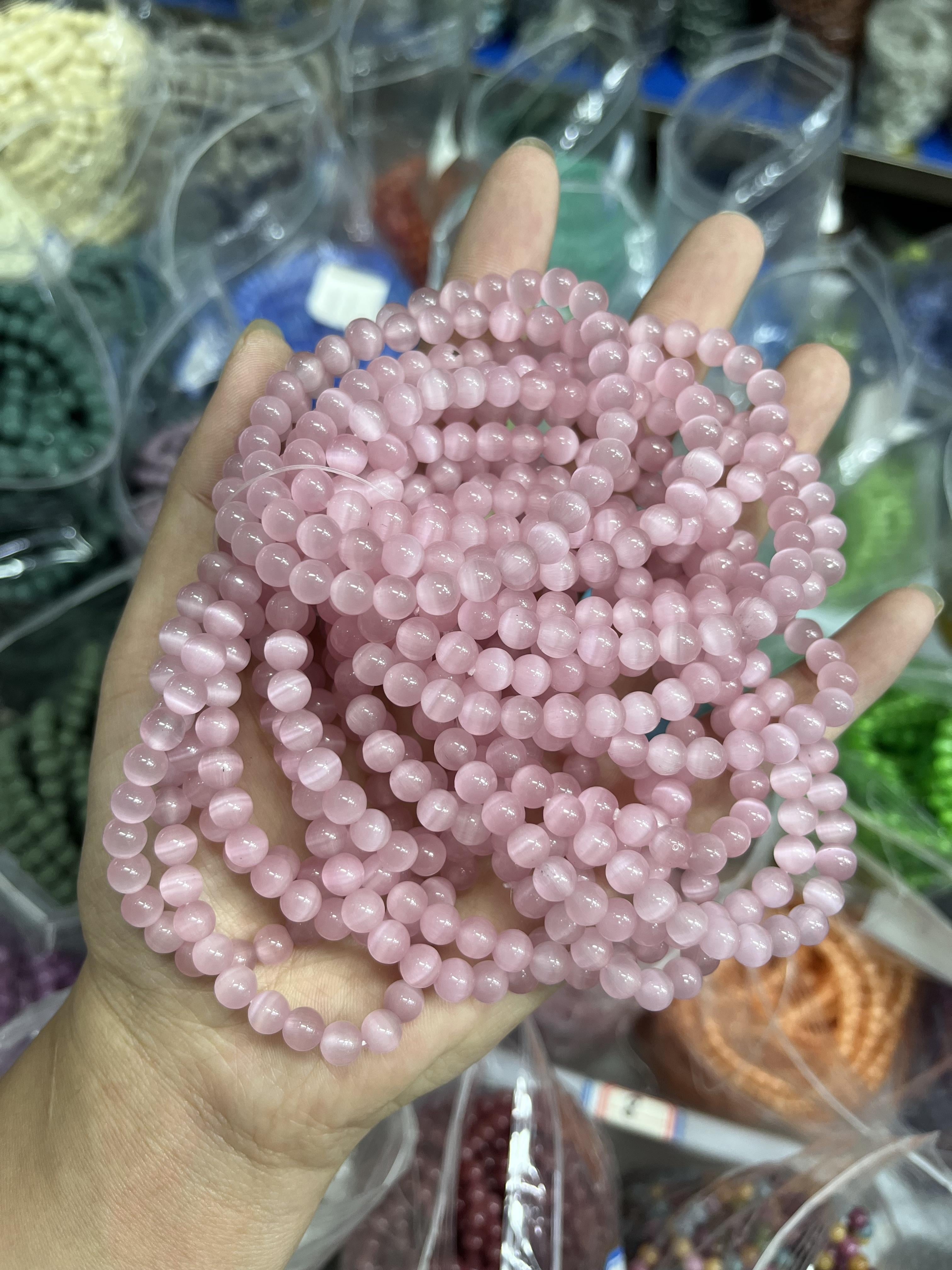 6mm pink cat eye bracelet