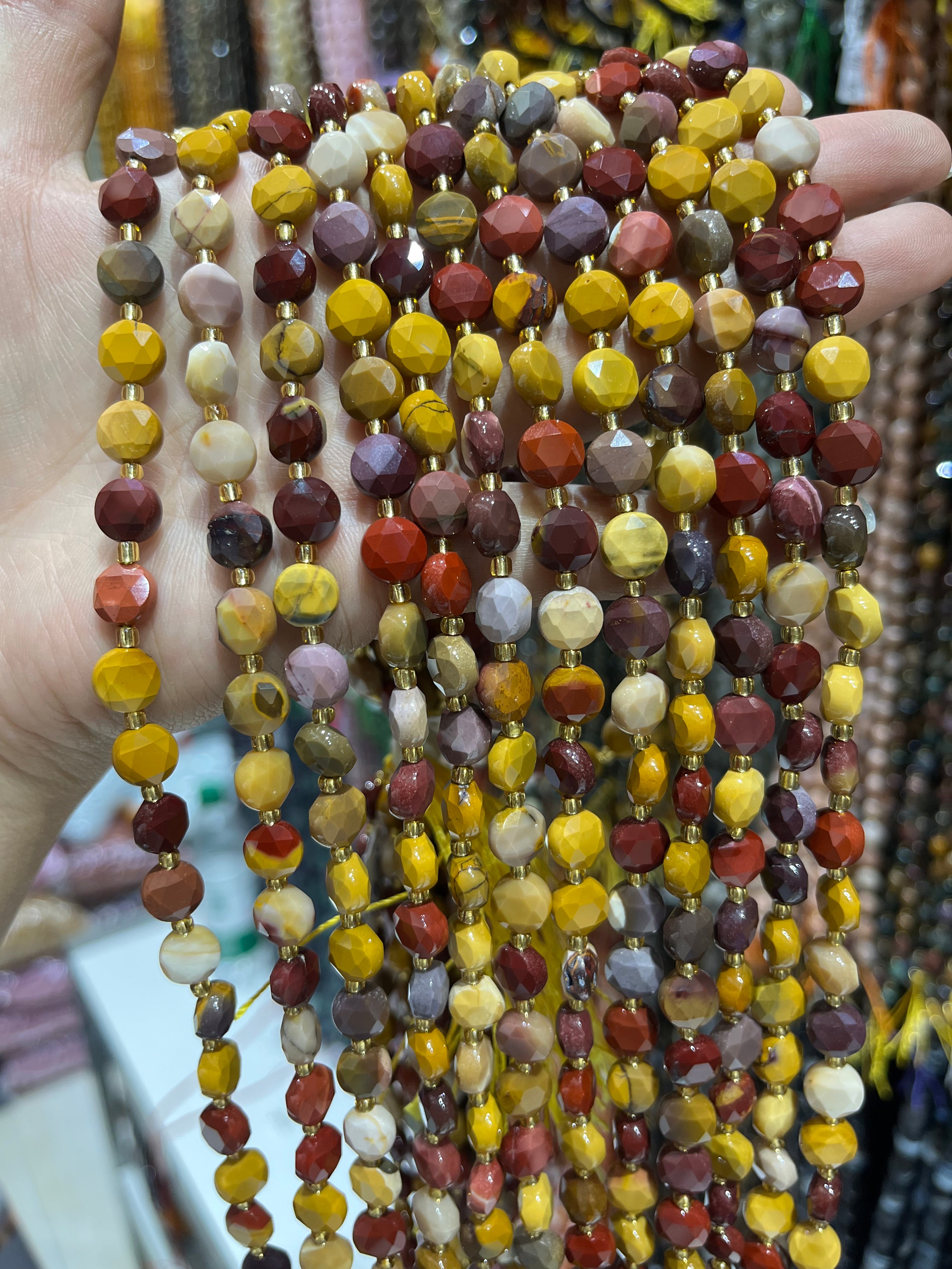 6/8/10mm mookite faceted coin beads strand
