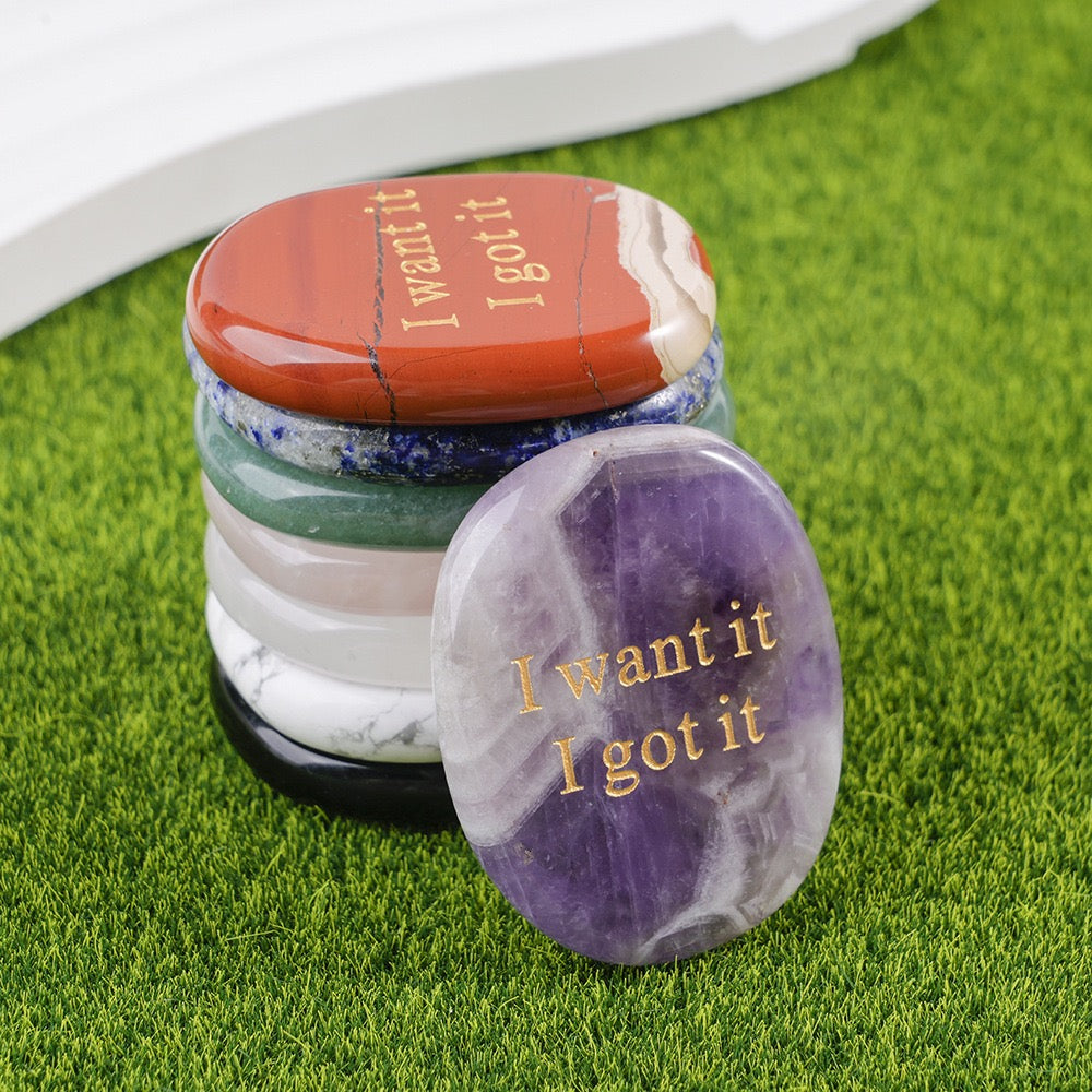 Natural Lucky Stones with Words