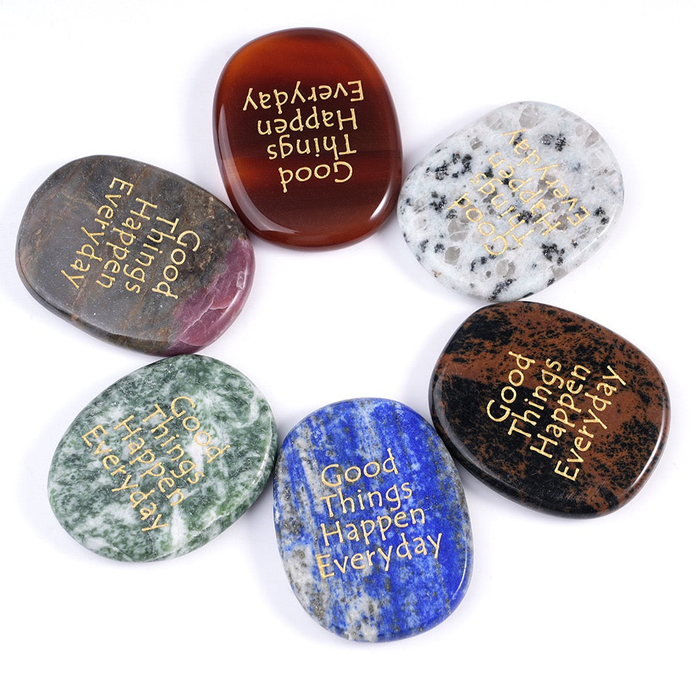 Natural Lucky Stones with Words