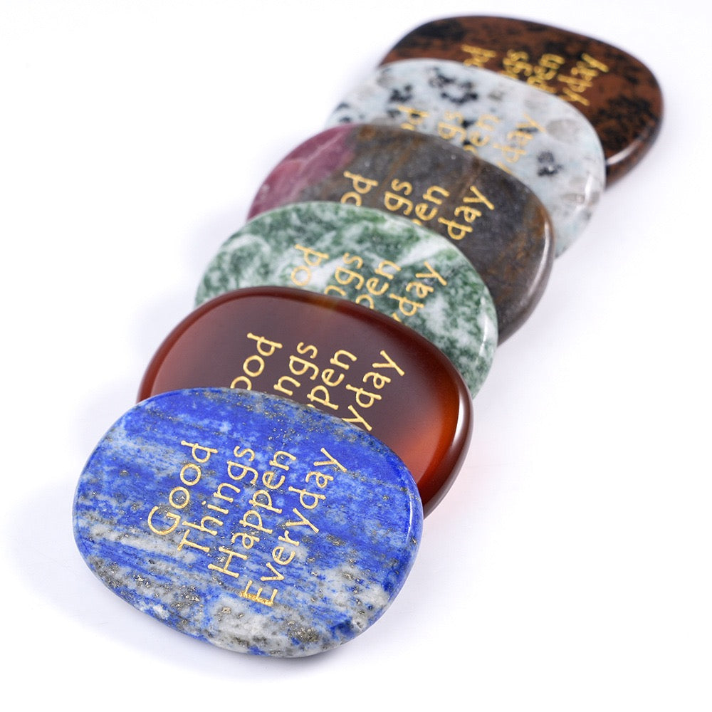 Natural Lucky Stones with Words