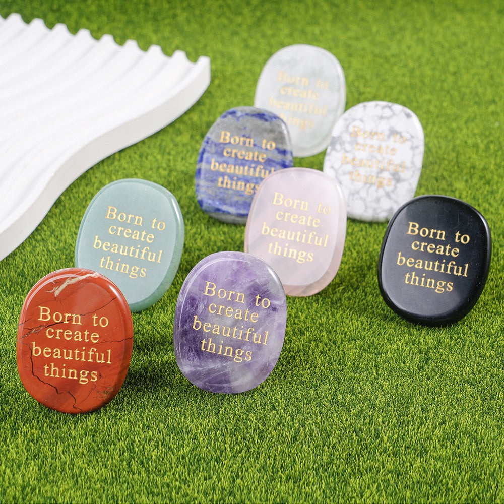 Natural Lucky Stones with Words