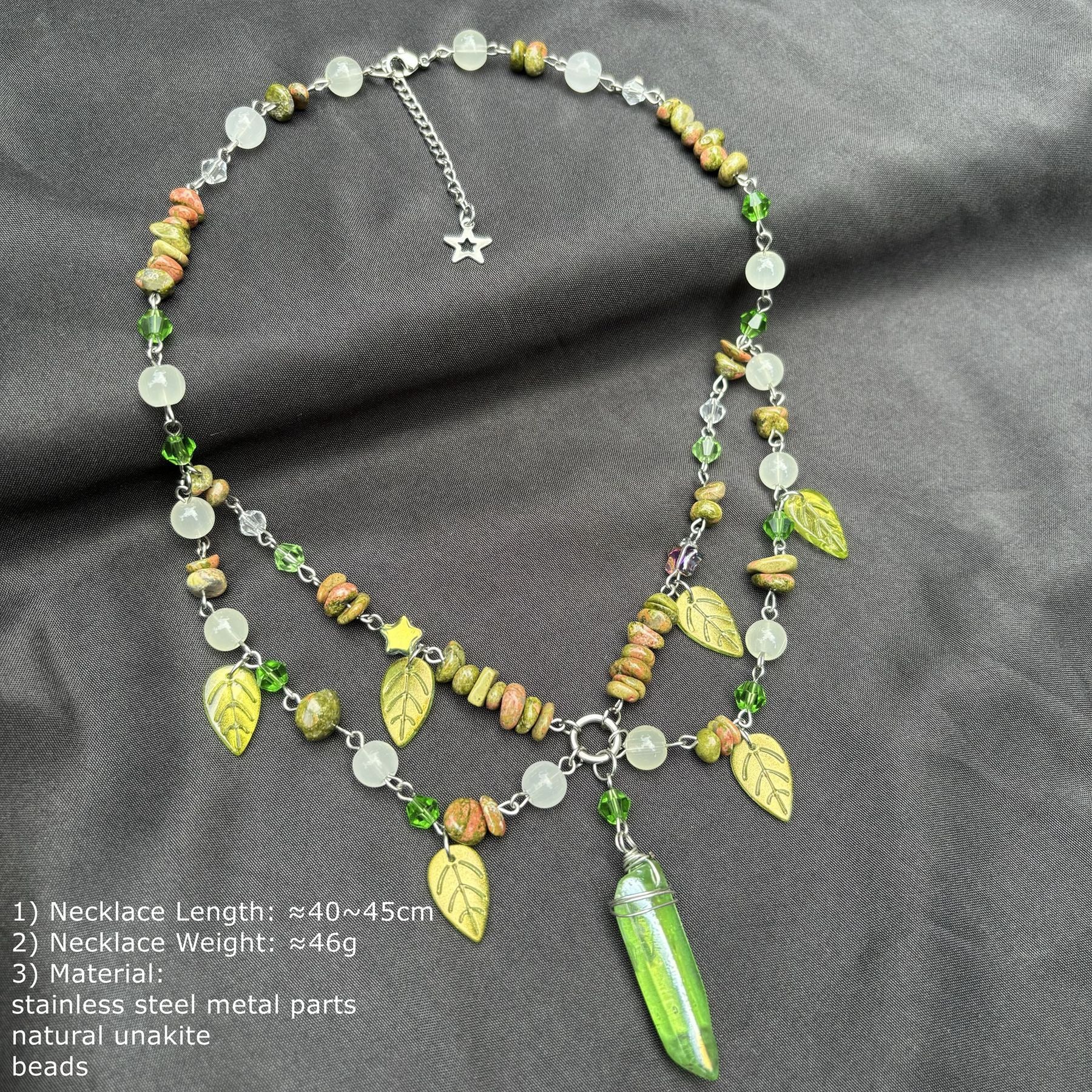 Designed Green Unakite Fairy Necklace