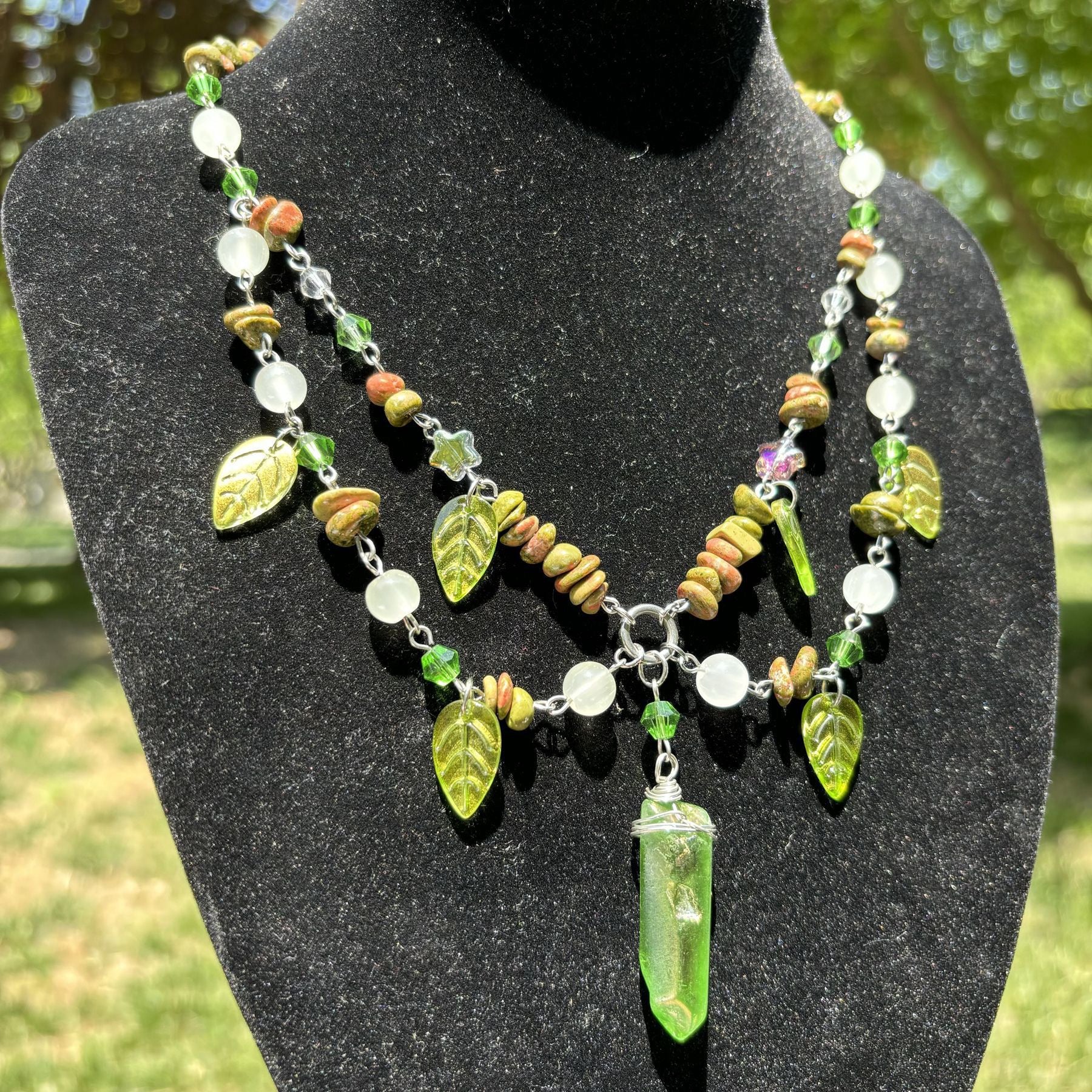 Designed Green Unakite Fairy Necklace