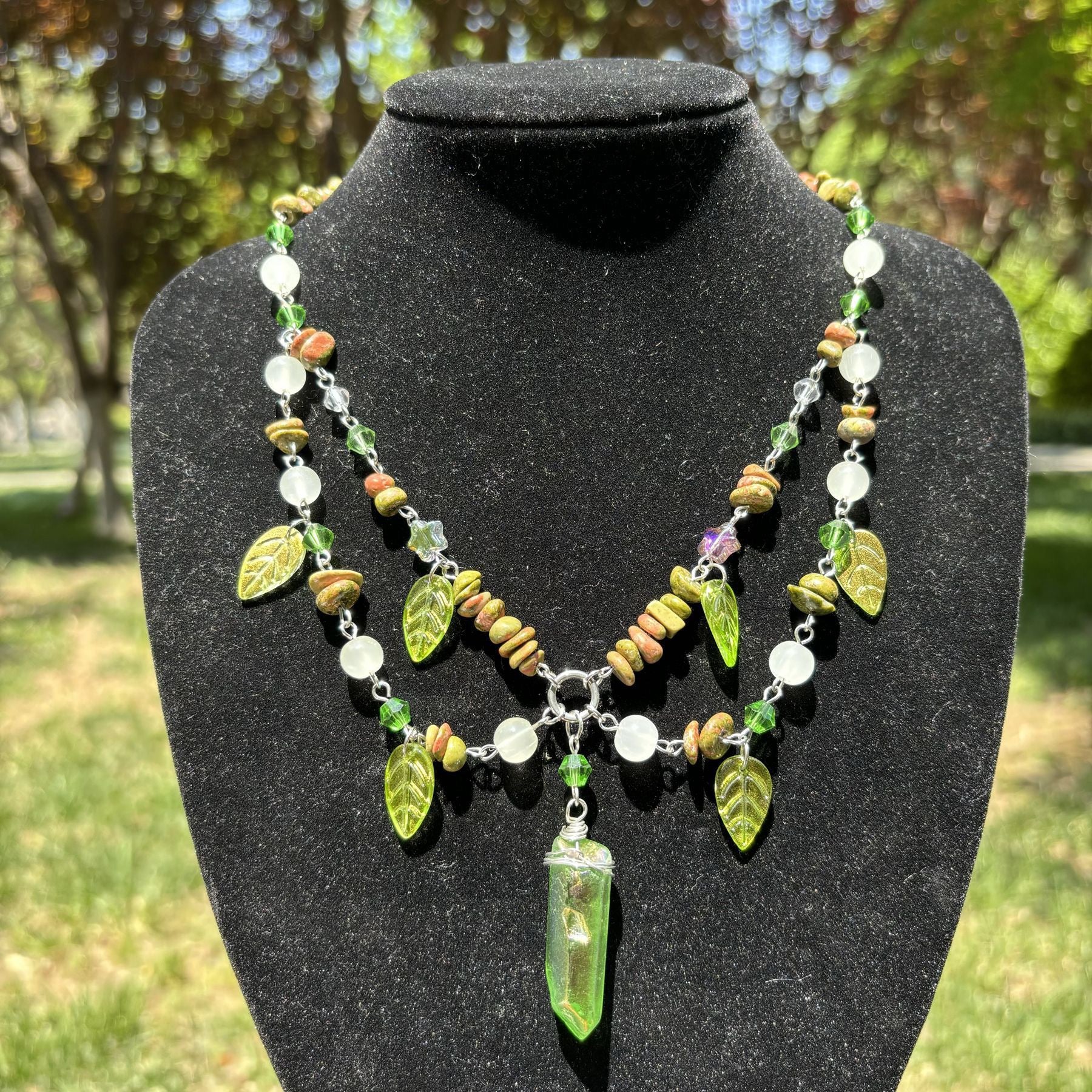 Designed Green Unakite Fairy Necklace