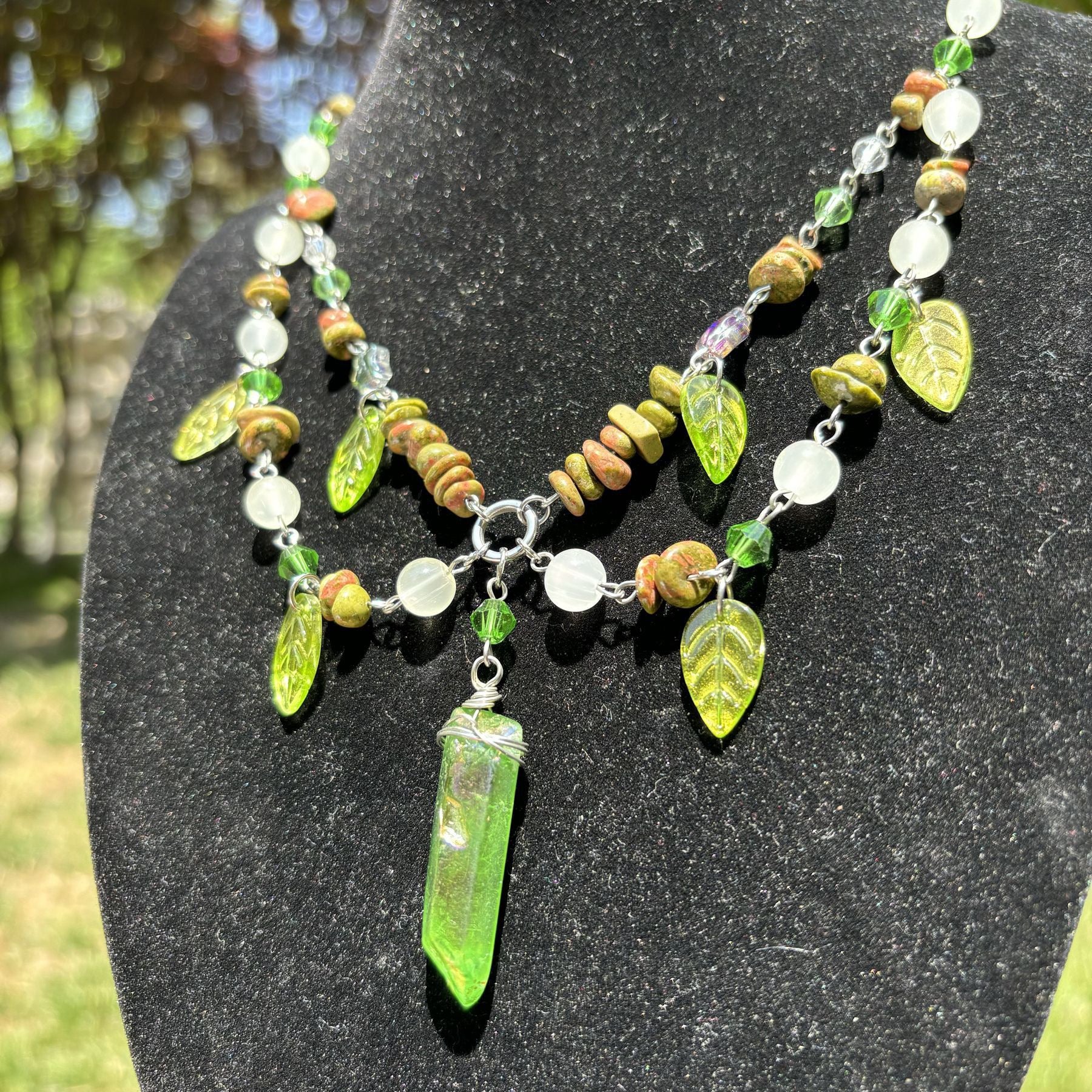 Designed Green Unakite Fairy Necklace