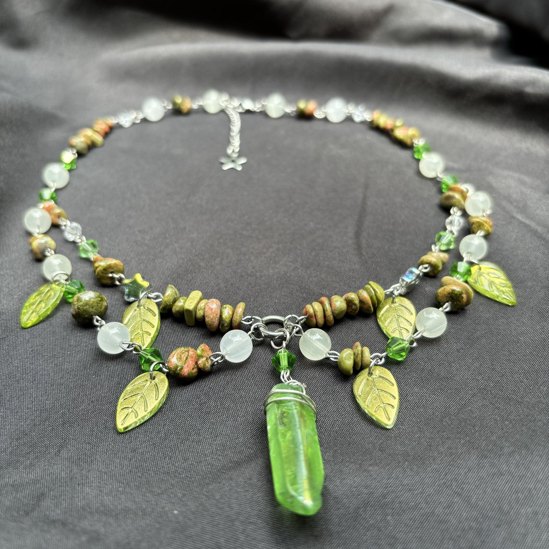 Designed Green Unakite Fairy Necklace