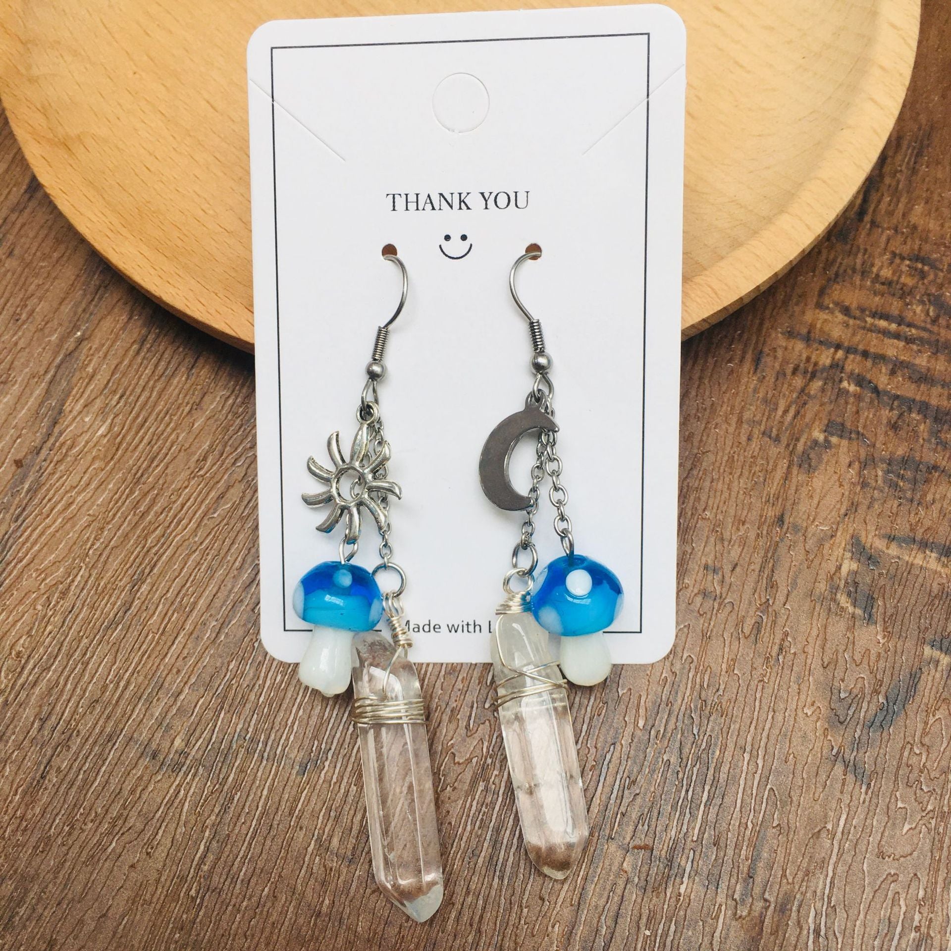 Crystal Shoots Mushroom Earrings