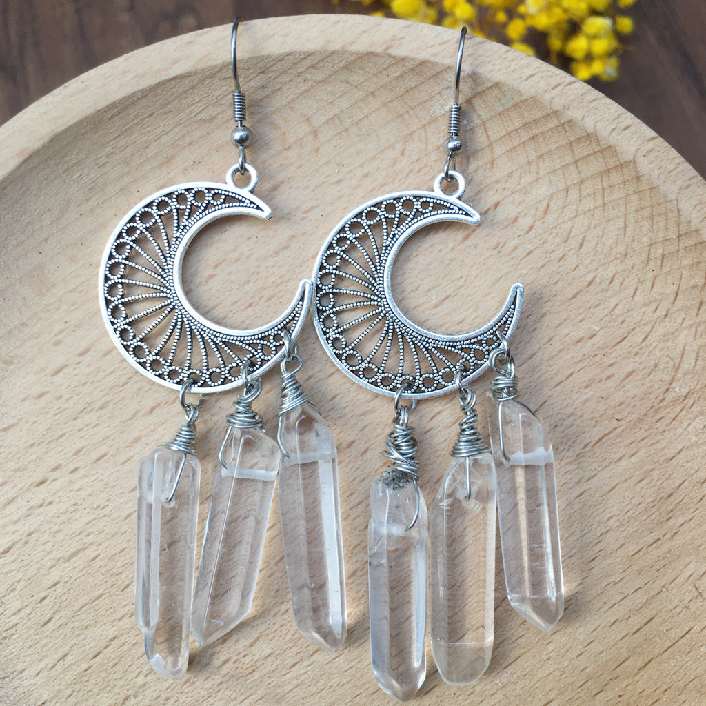 Crystal Shoots Moon Earrings