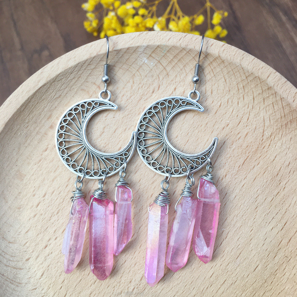 Crystal Shoots Moon Earrings