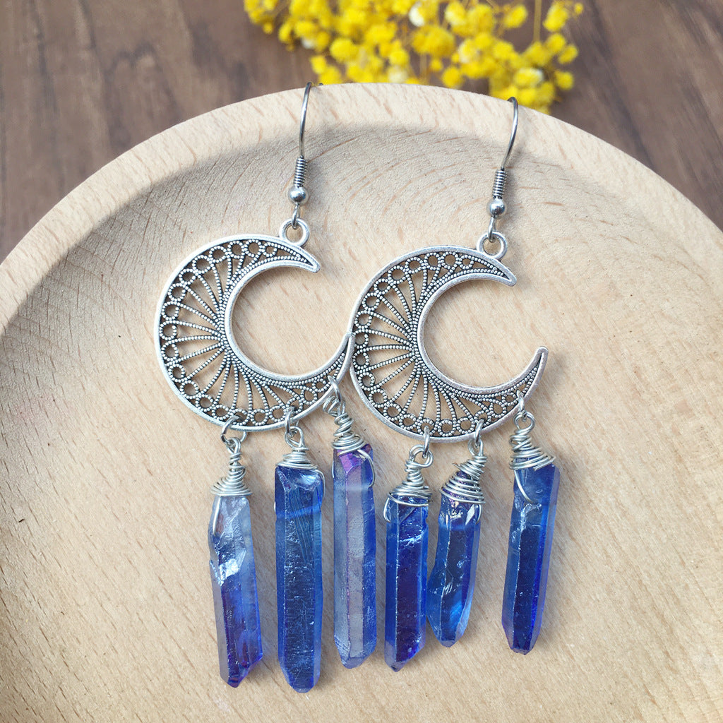 Crystal Shoots Moon Earrings