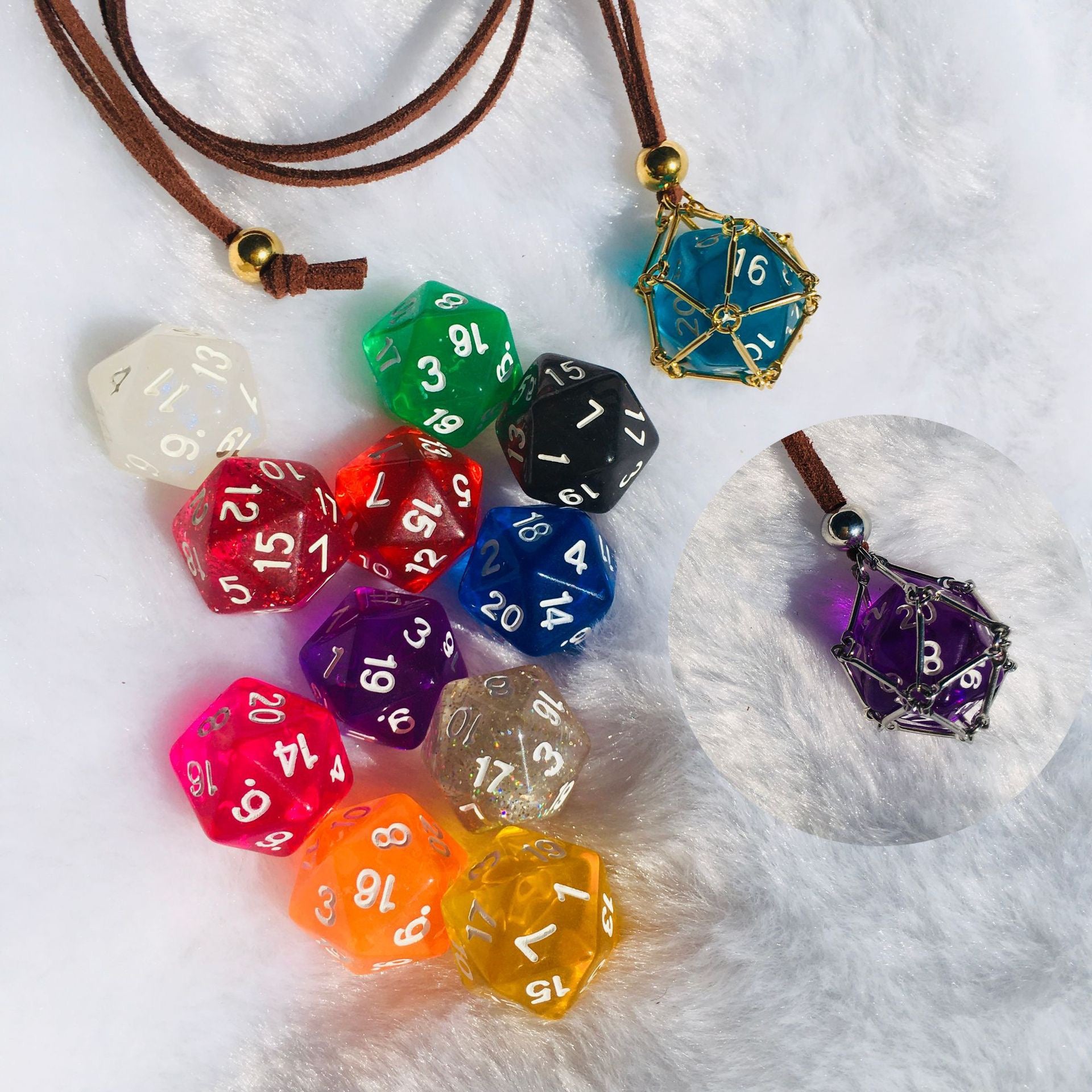 Dice Net Holder Stainless Steel Necklace