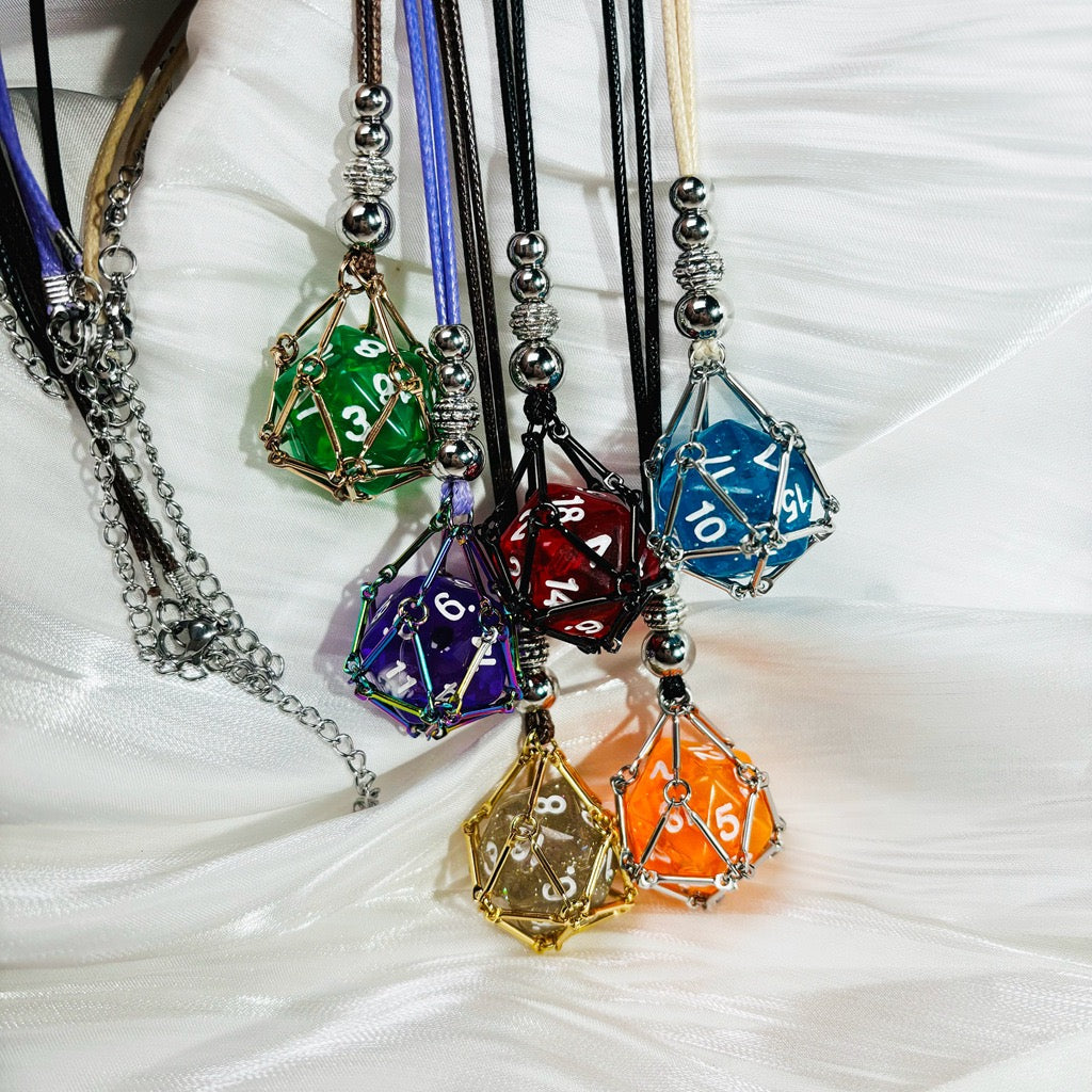 Dice Net Holder Stainless Steel Necklace