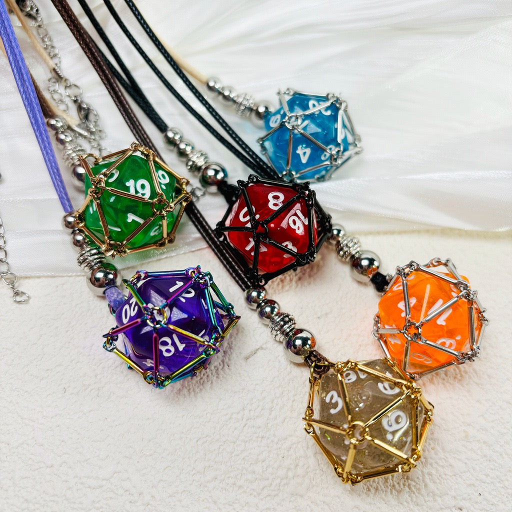 Dice Net Holder Stainless Steel Necklace