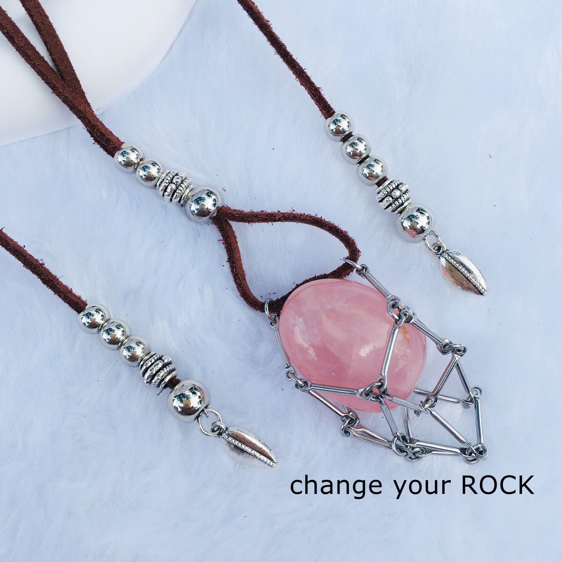 Net Holder with Leather Chord Necklace