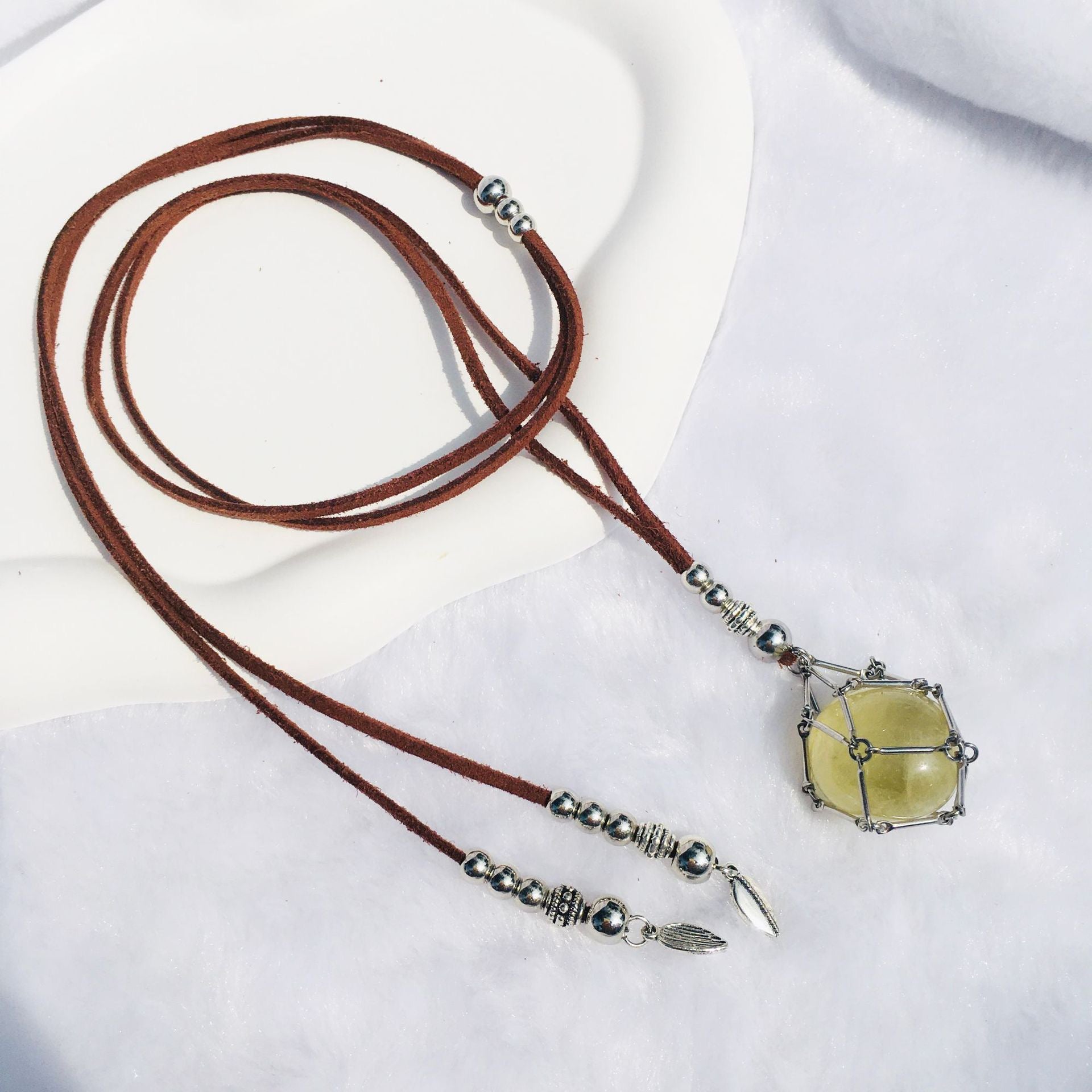 Net Holder with Leather Chord Necklace