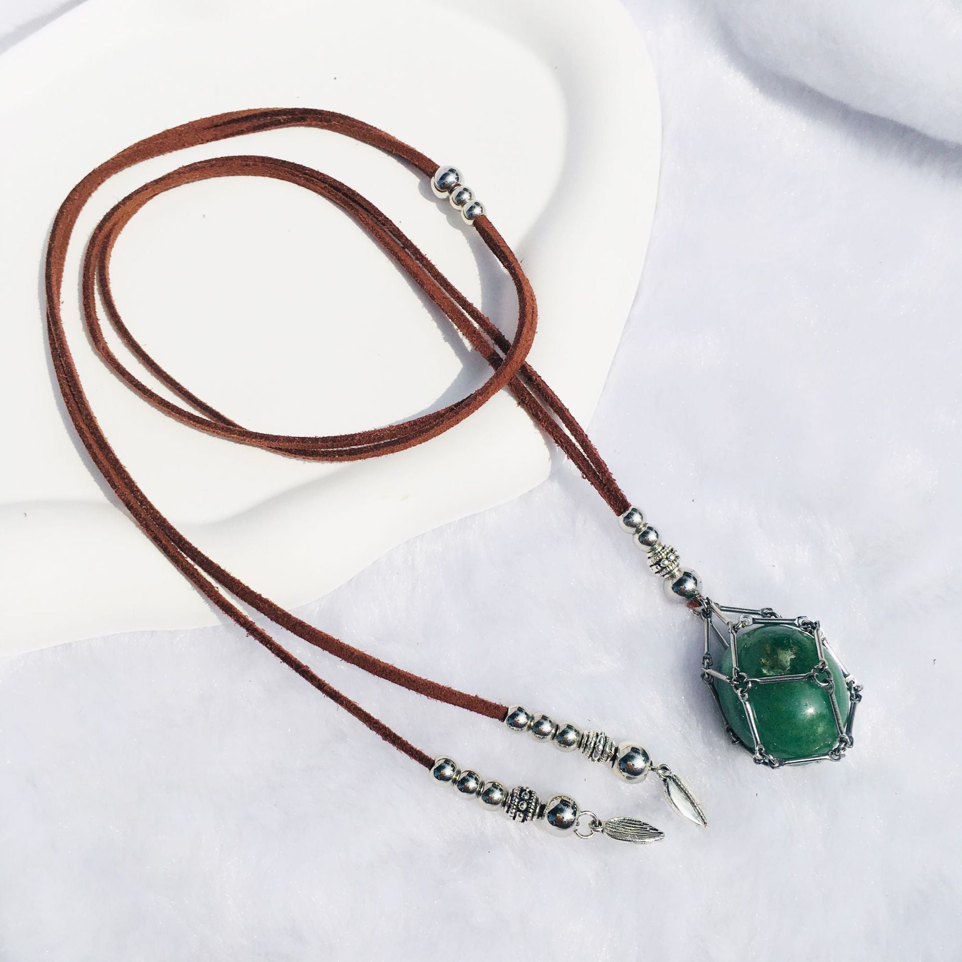 Net Holder with Leather Chord Necklace