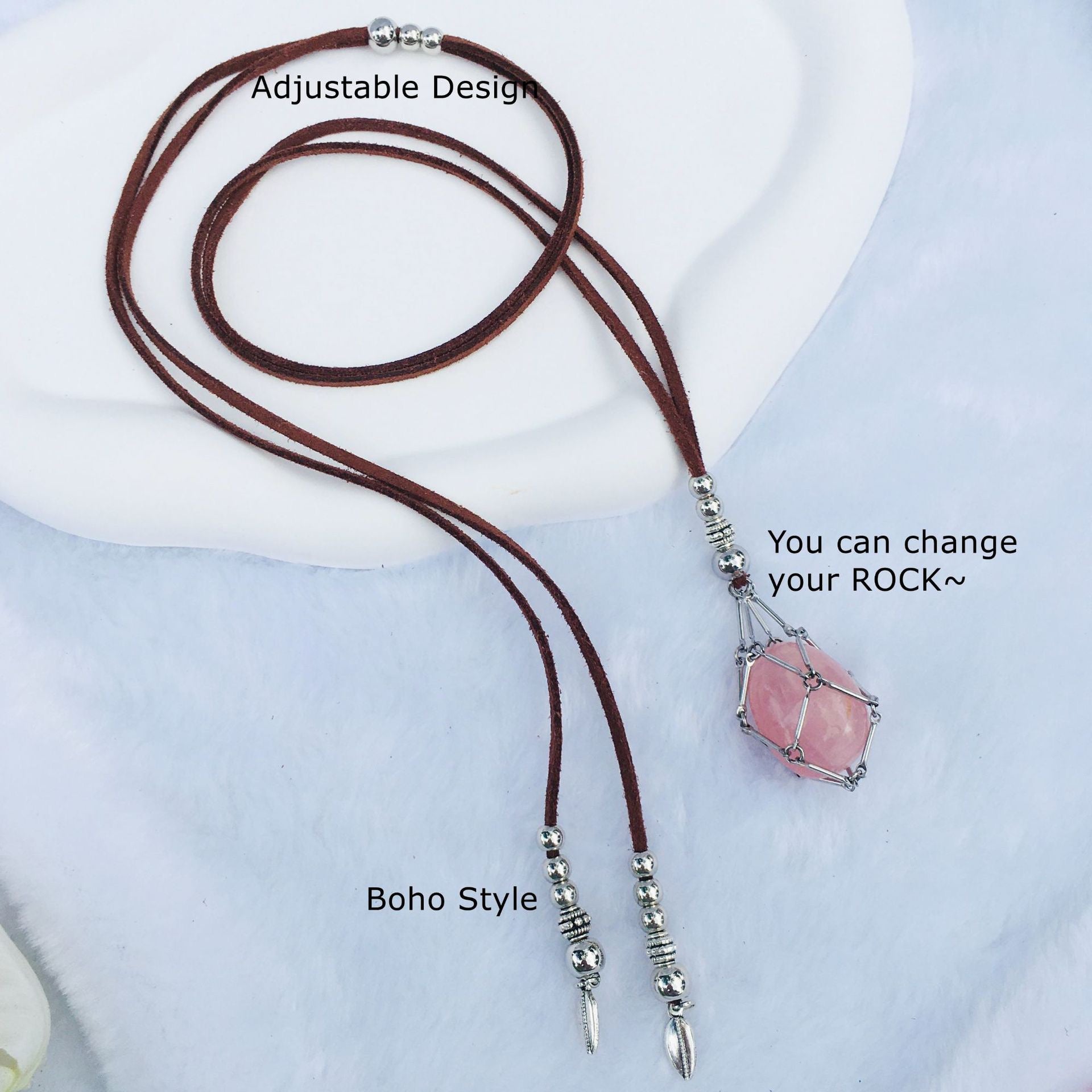 Net Holder with Leather Chord Necklace