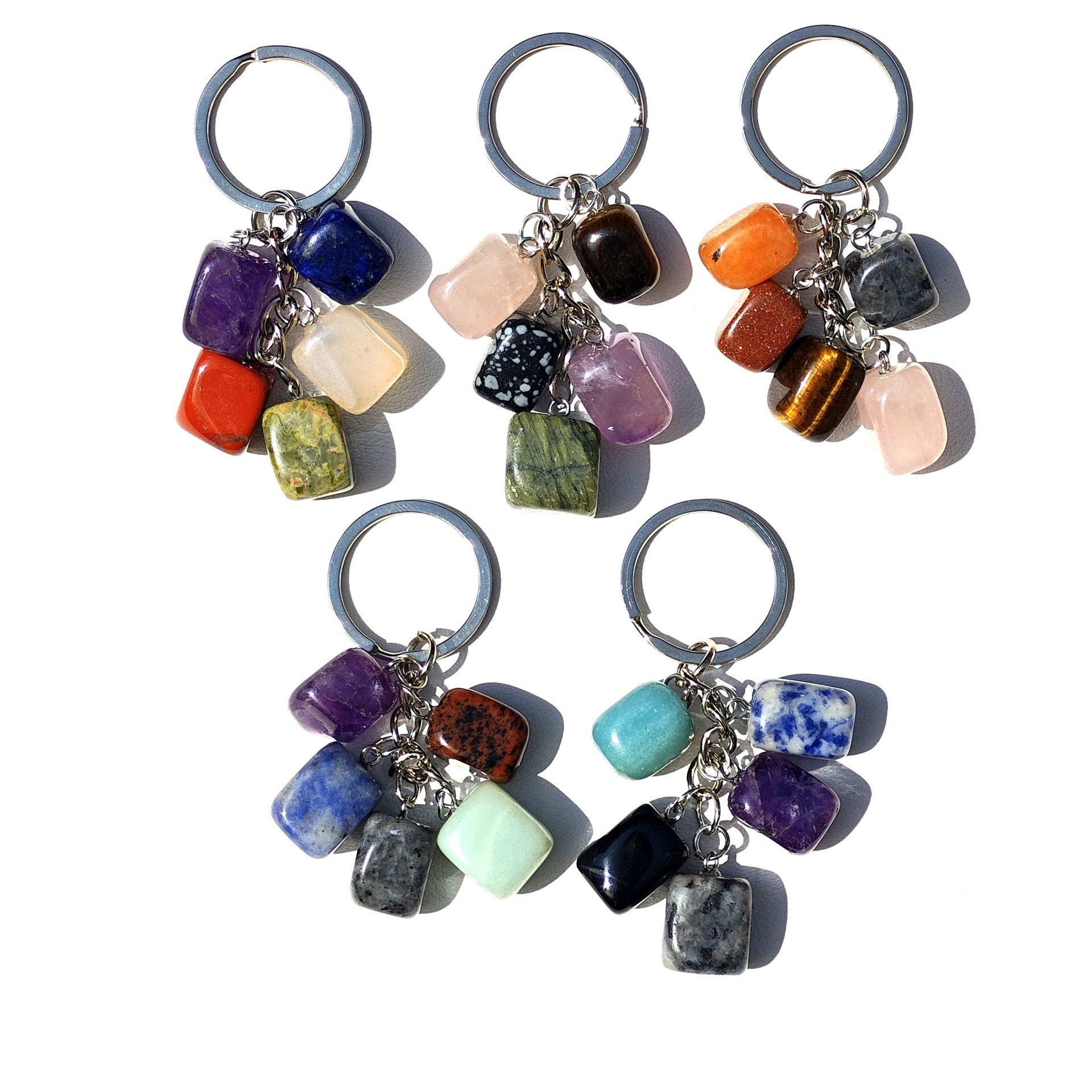Horoscope Stone Tumbles Keychains Bag Chains with Card
