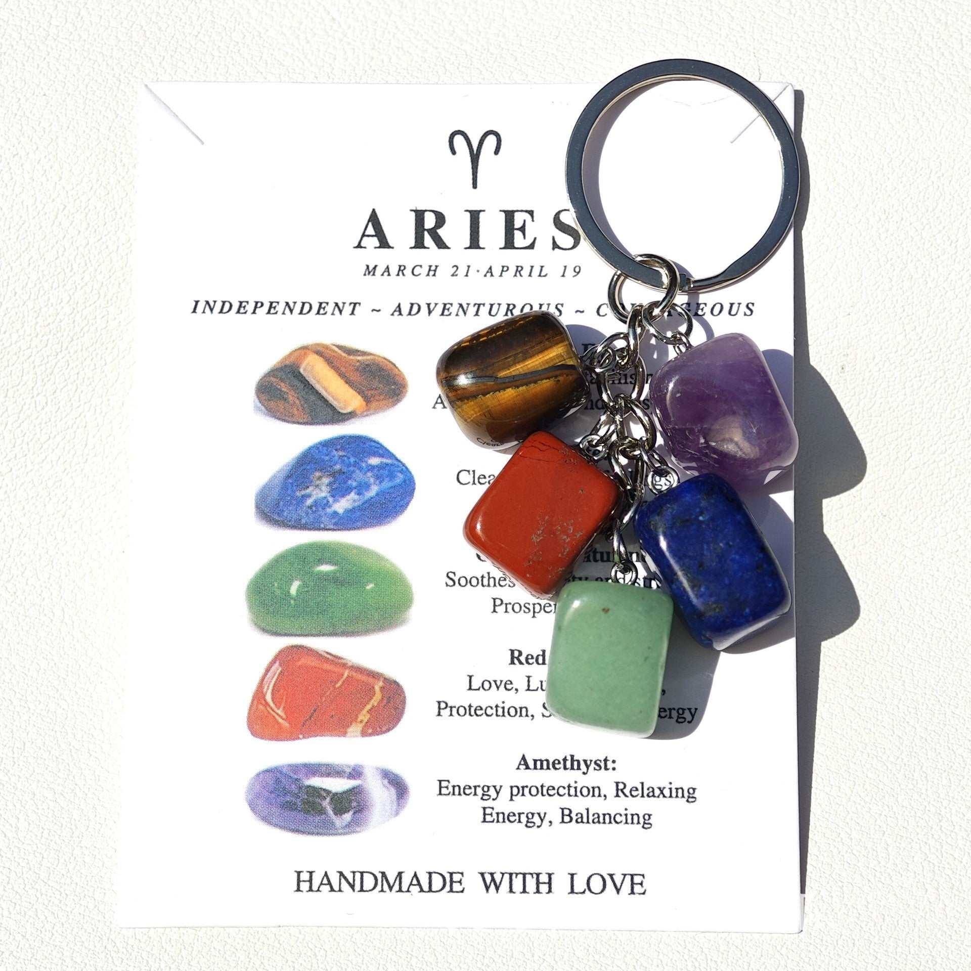 Horoscope Stone Tumbles Keychains Bag Chains with Card