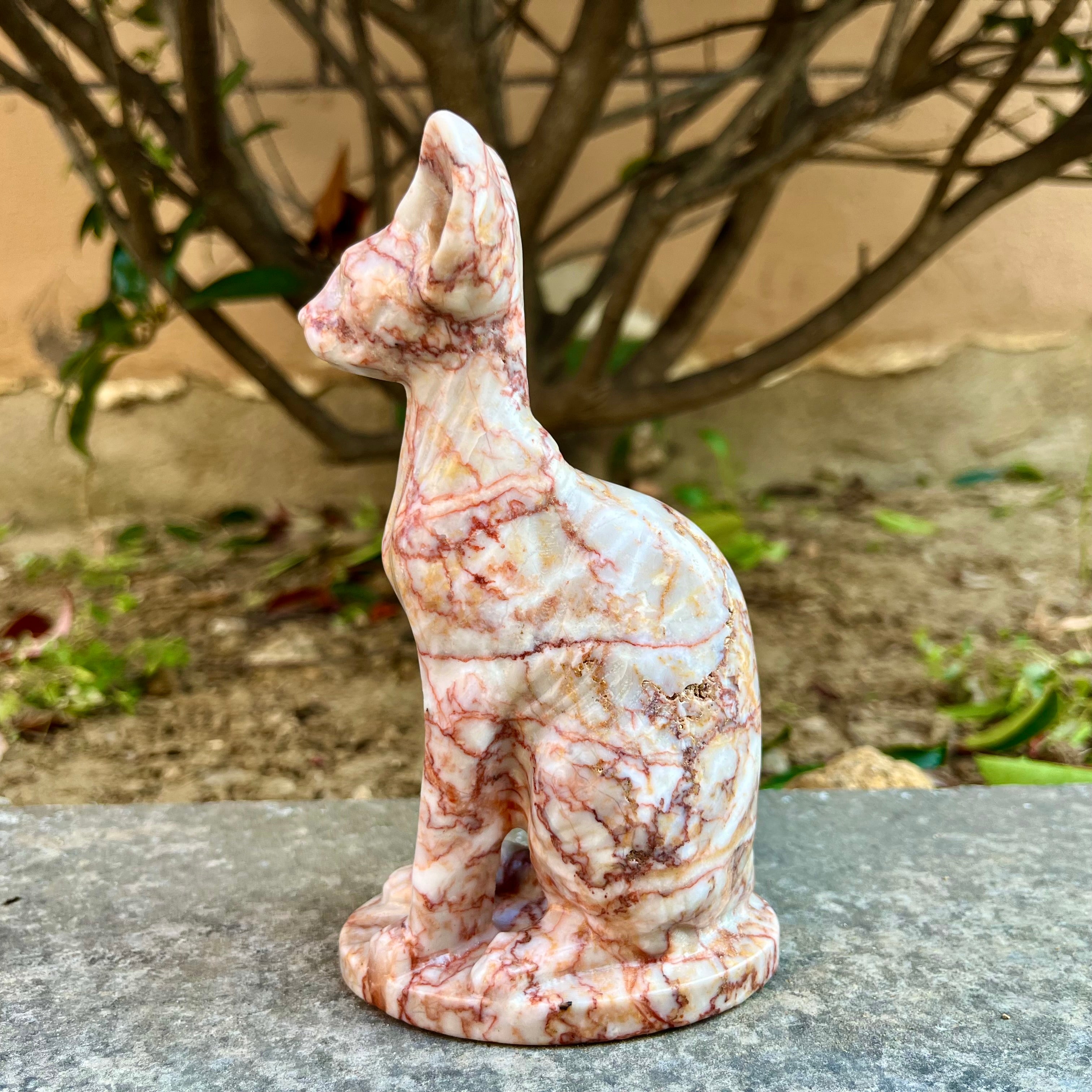 15CM Red Vein Japer Egyptian Cat Sphynx Cat Carving