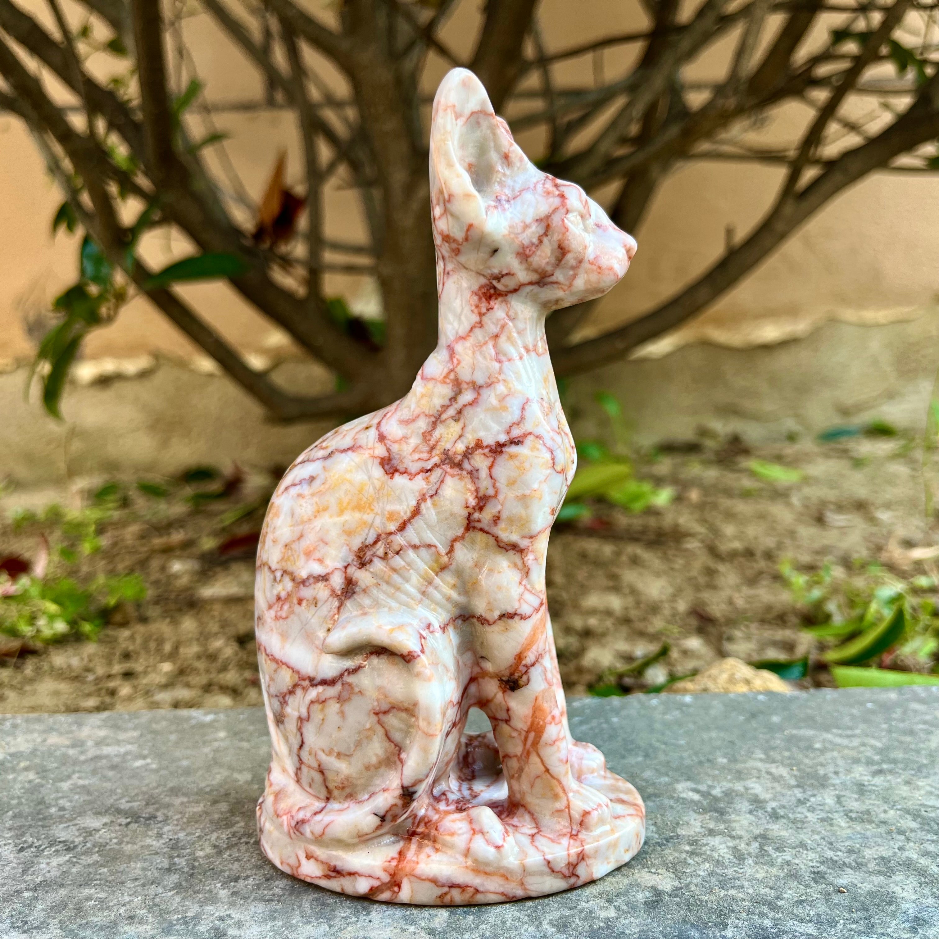 15CM Red Vein Japer Egyptian Cat Sphynx Cat Carving