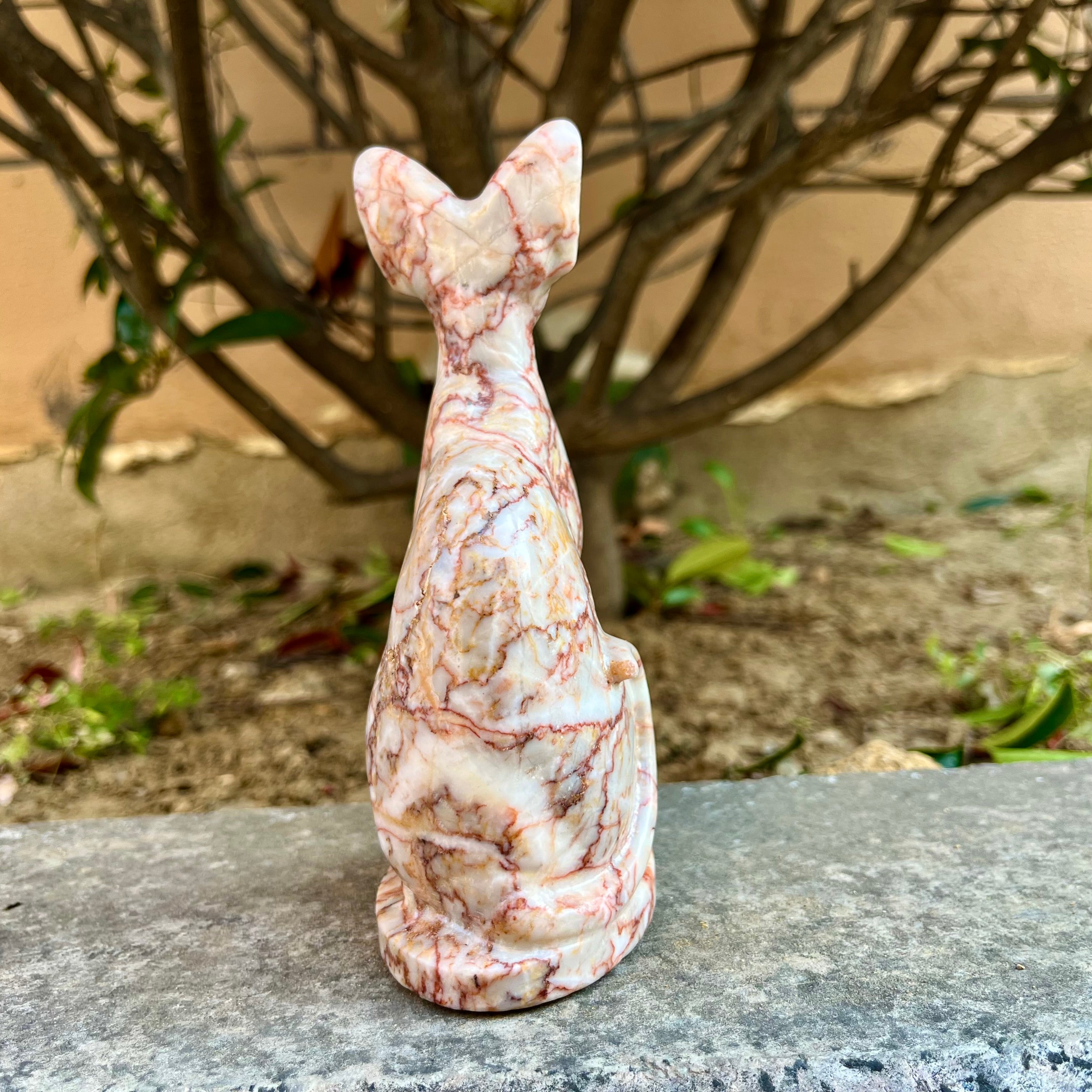 15CM Red Vein Japer Egyptian Cat Sphynx Cat Carving