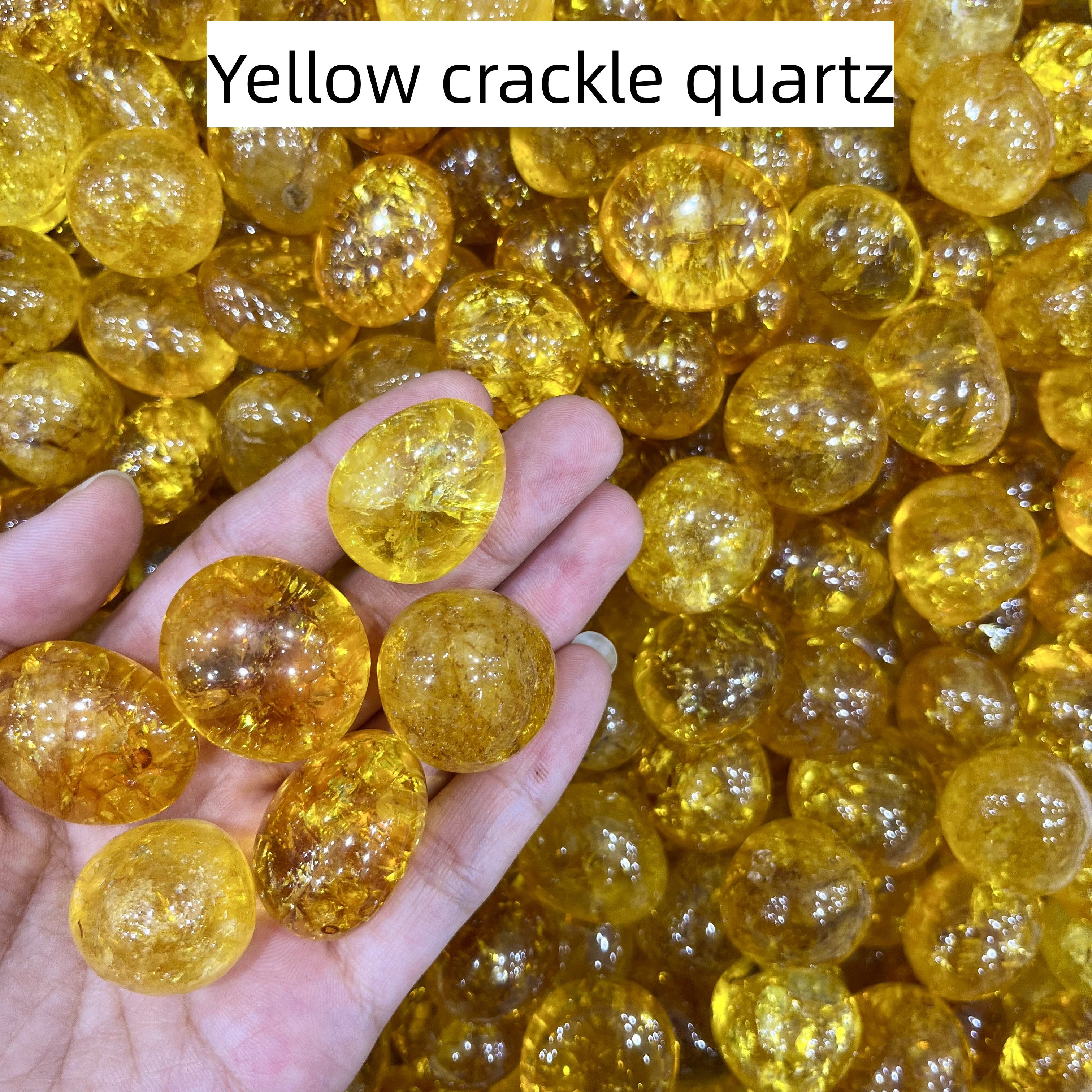 Yellow Crackle Quartz Tumbles Natural Crystal Confetti Healing Energy