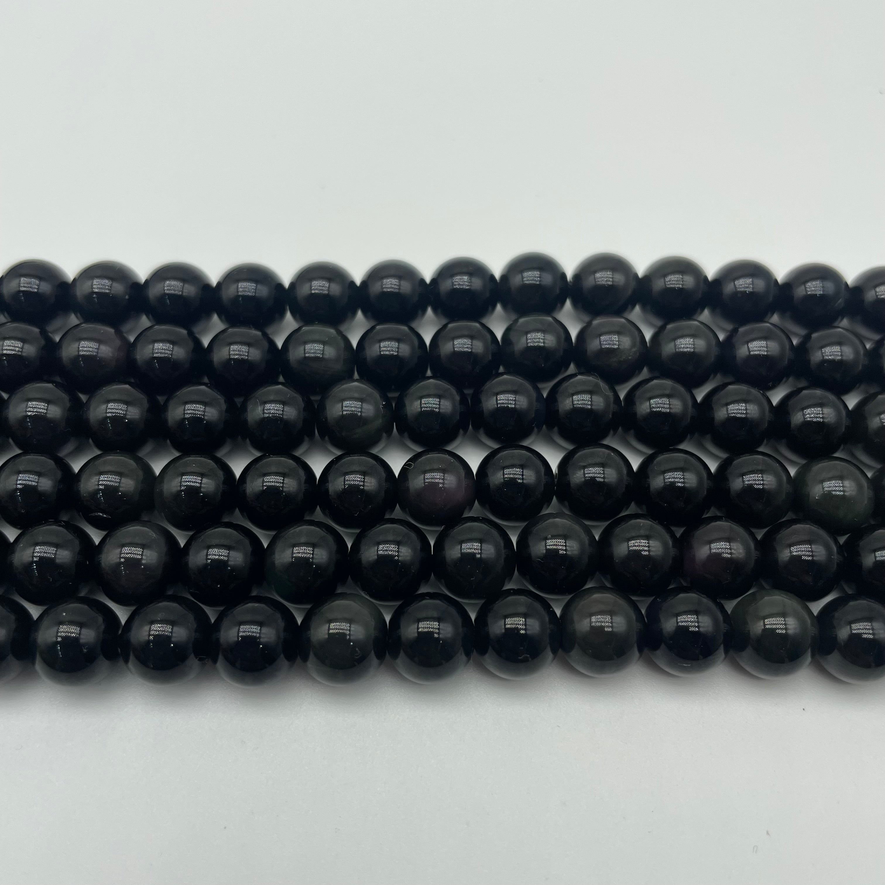 Black Obsidian Beads Strands