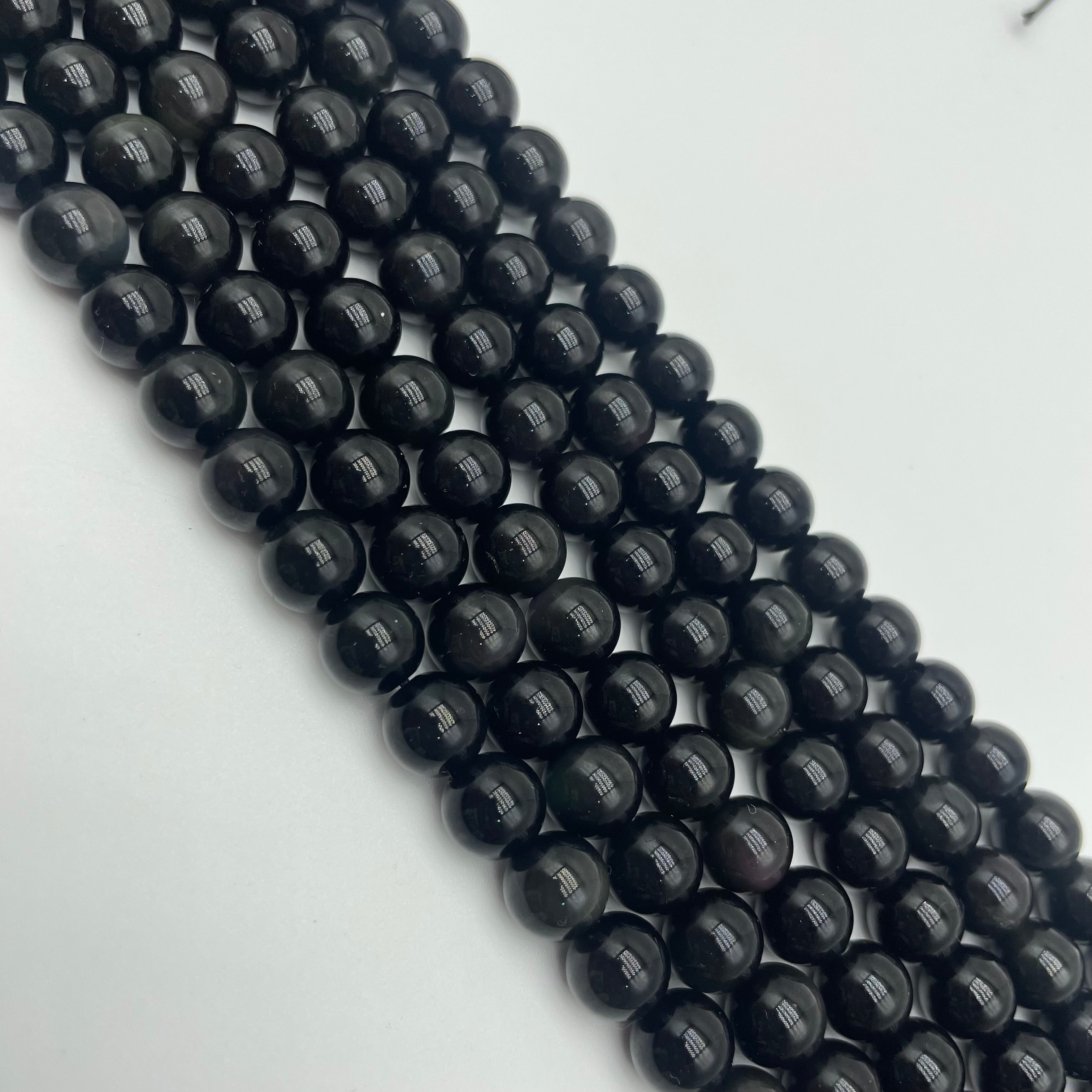 Black Obsidian Beads Strands