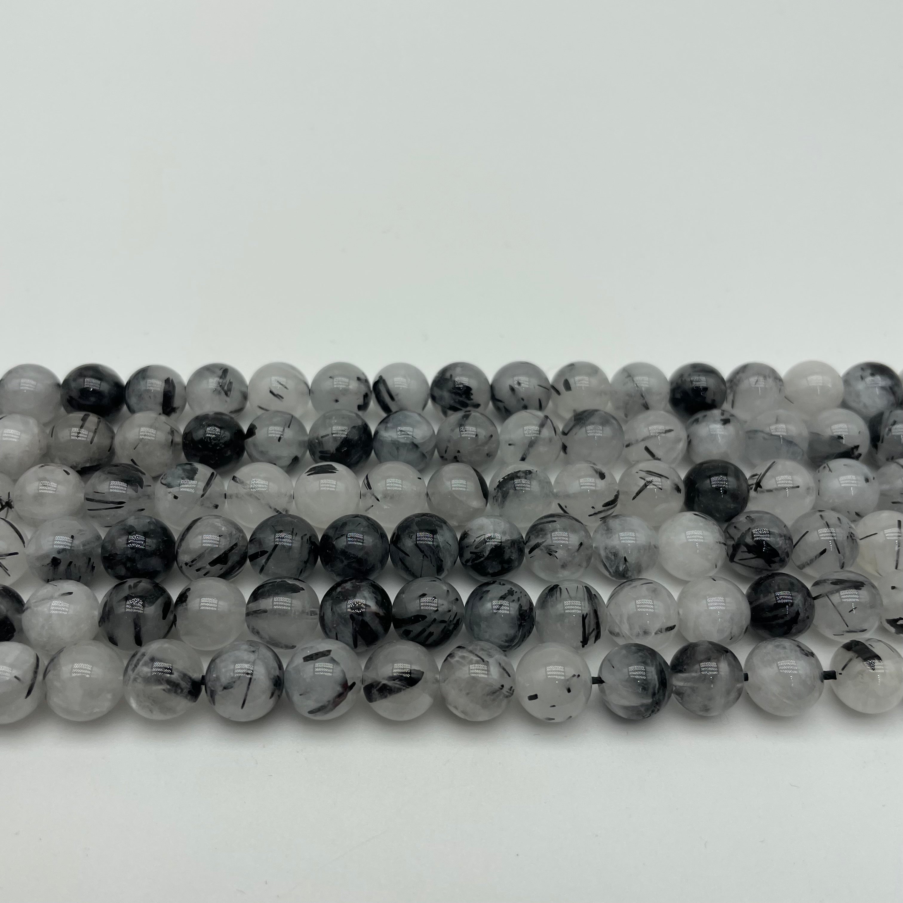 Black Rutile Quartz Beads Strands