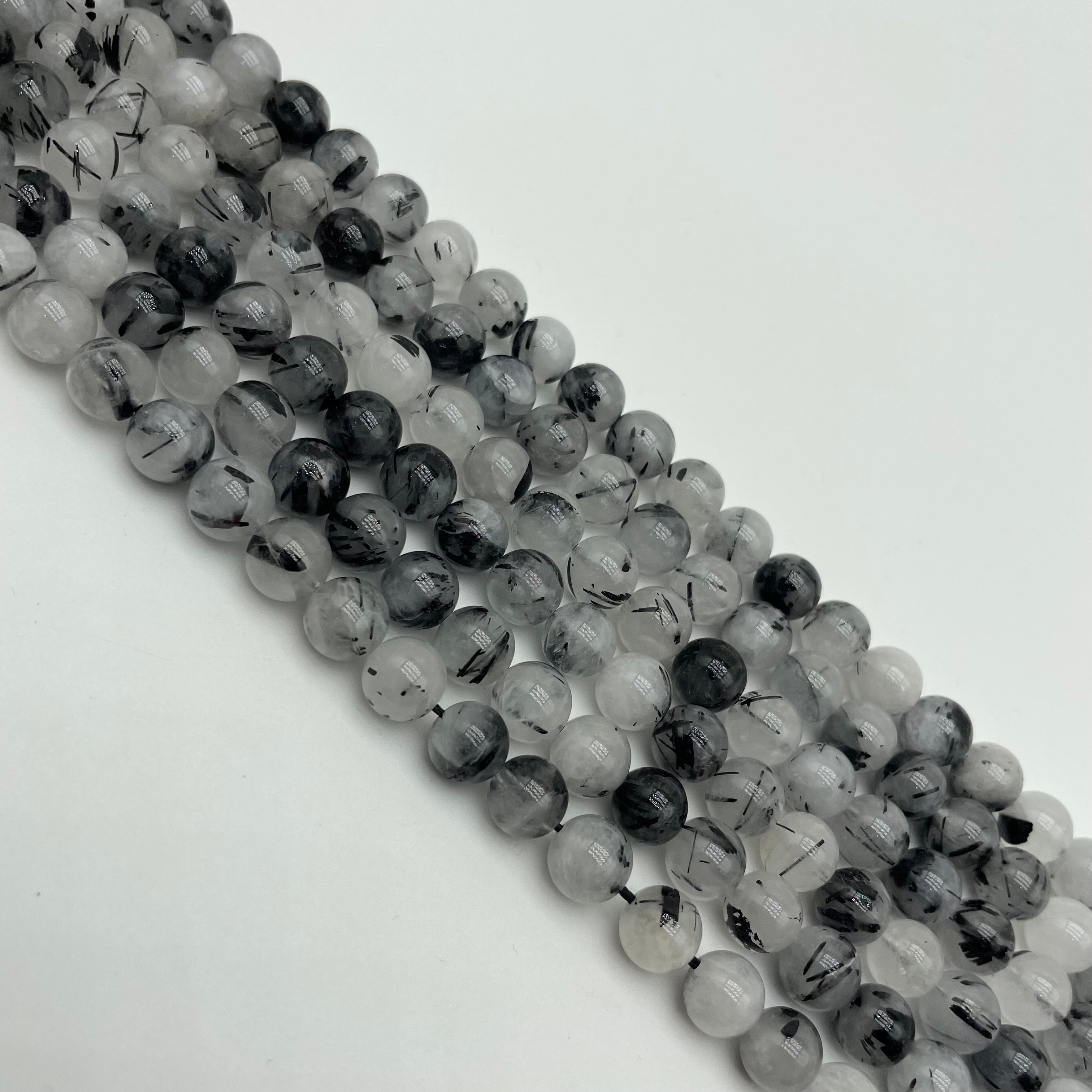 Black Rutile Quartz Beads Strands