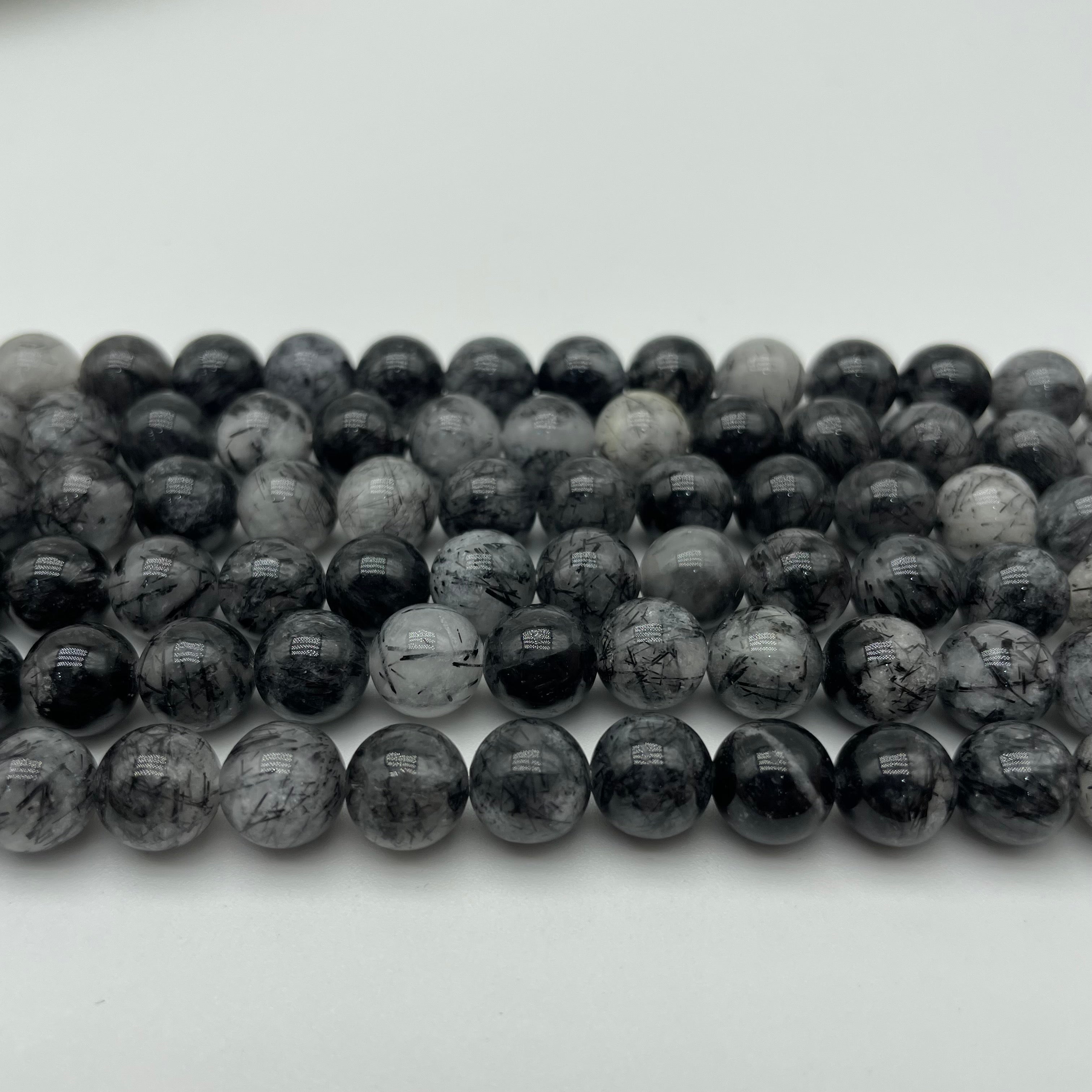 Black Rutile Quartz Beads Strands