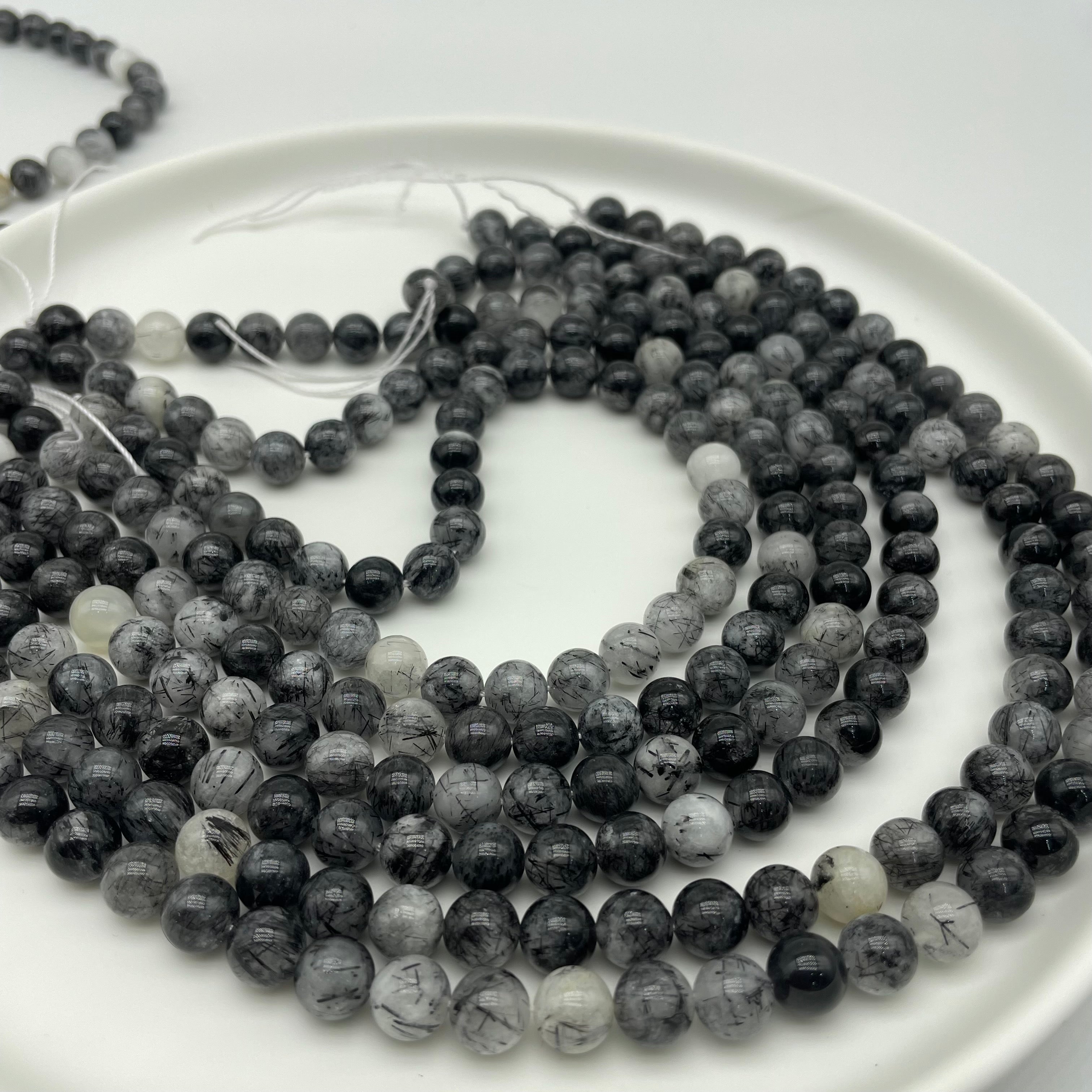 Black Rutile Quartz Beads Strands