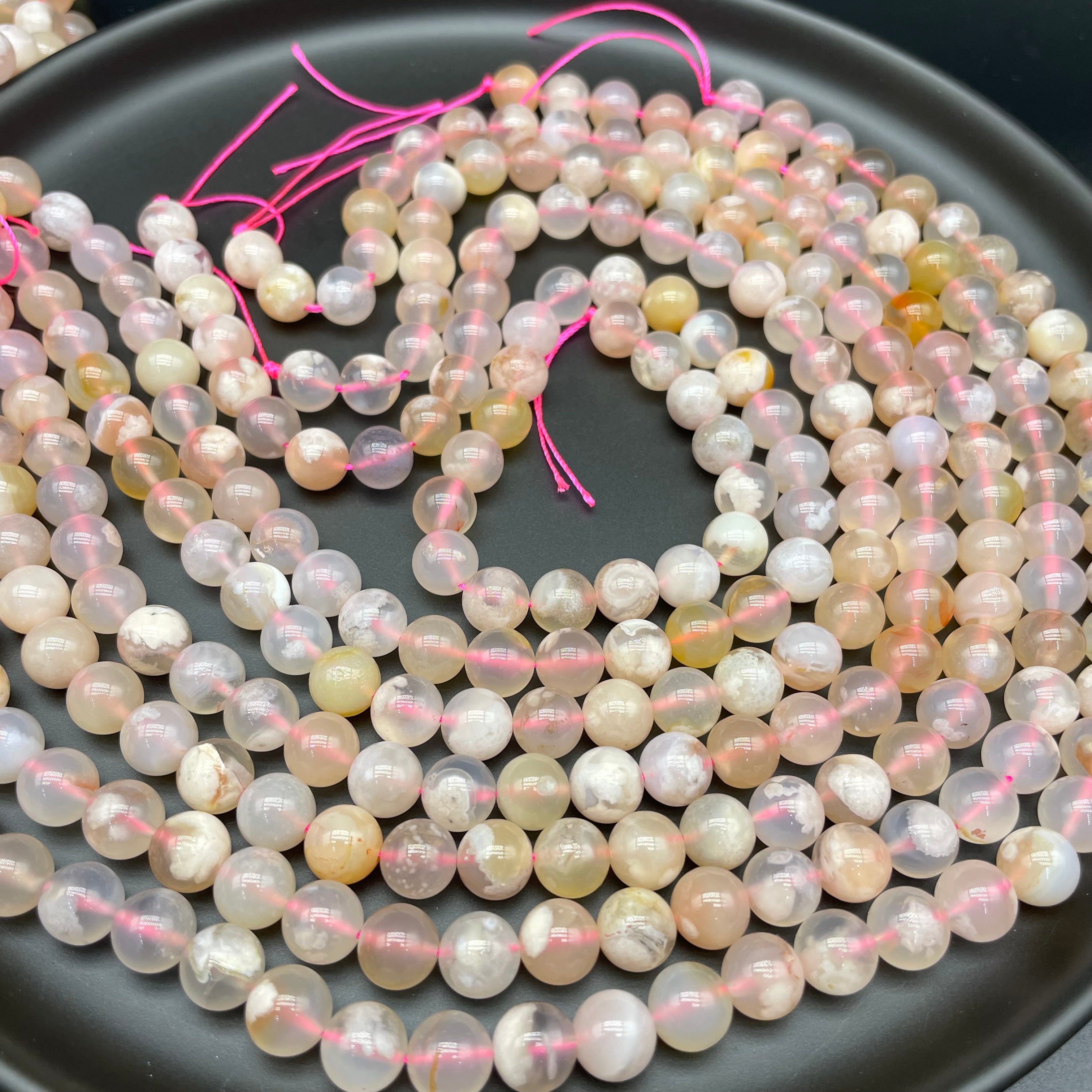 Flower Agate Beads Strands