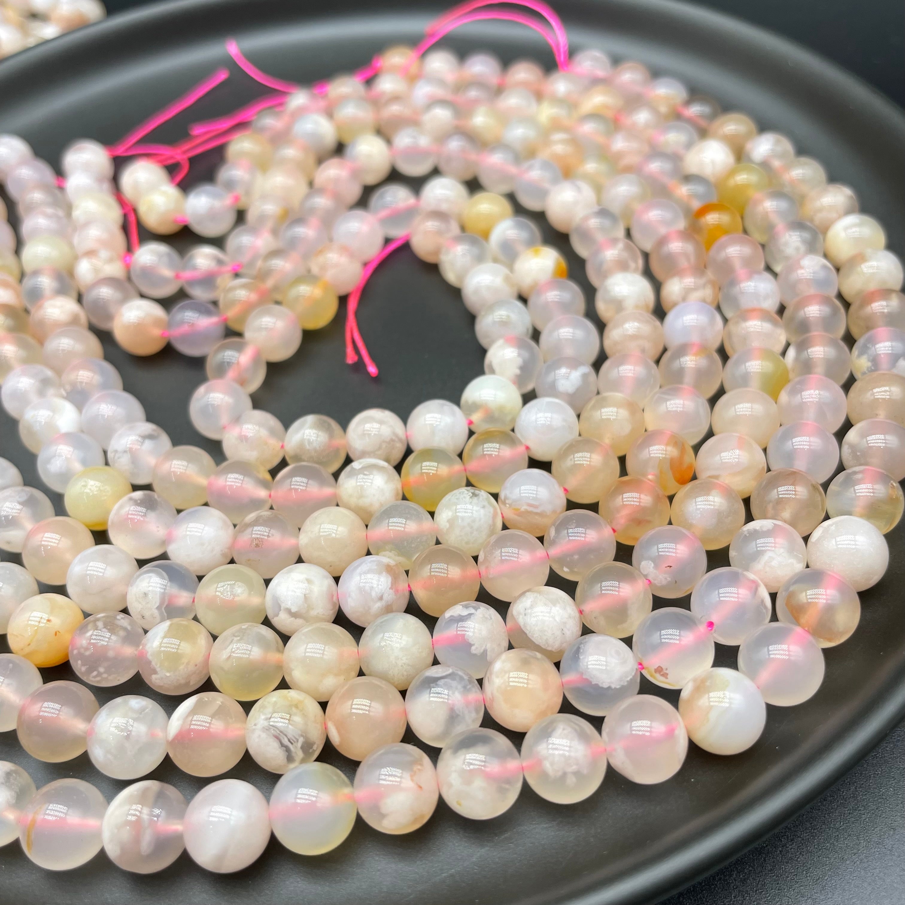 Flower Agate Beads Strands