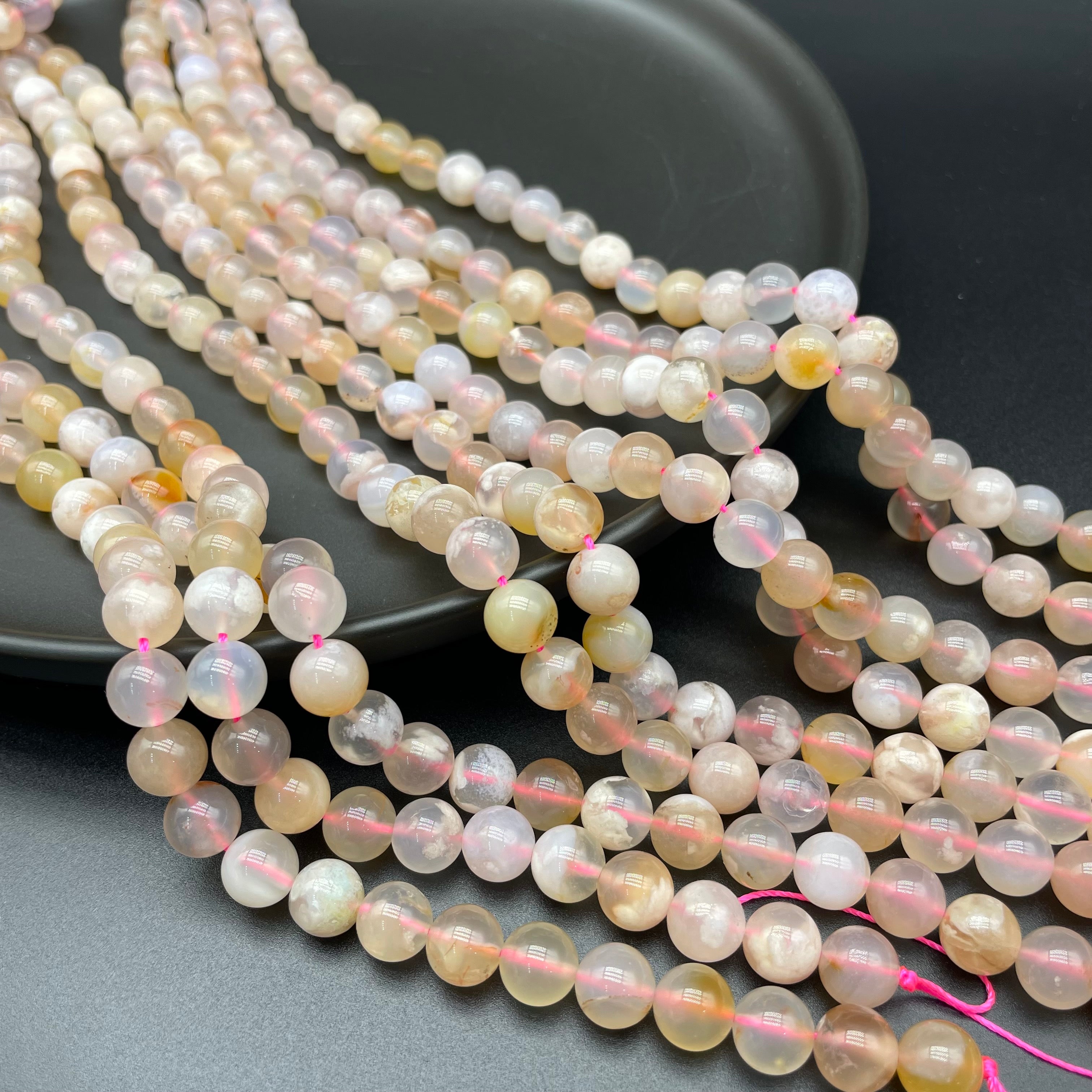 Flower Agate Beads Strands