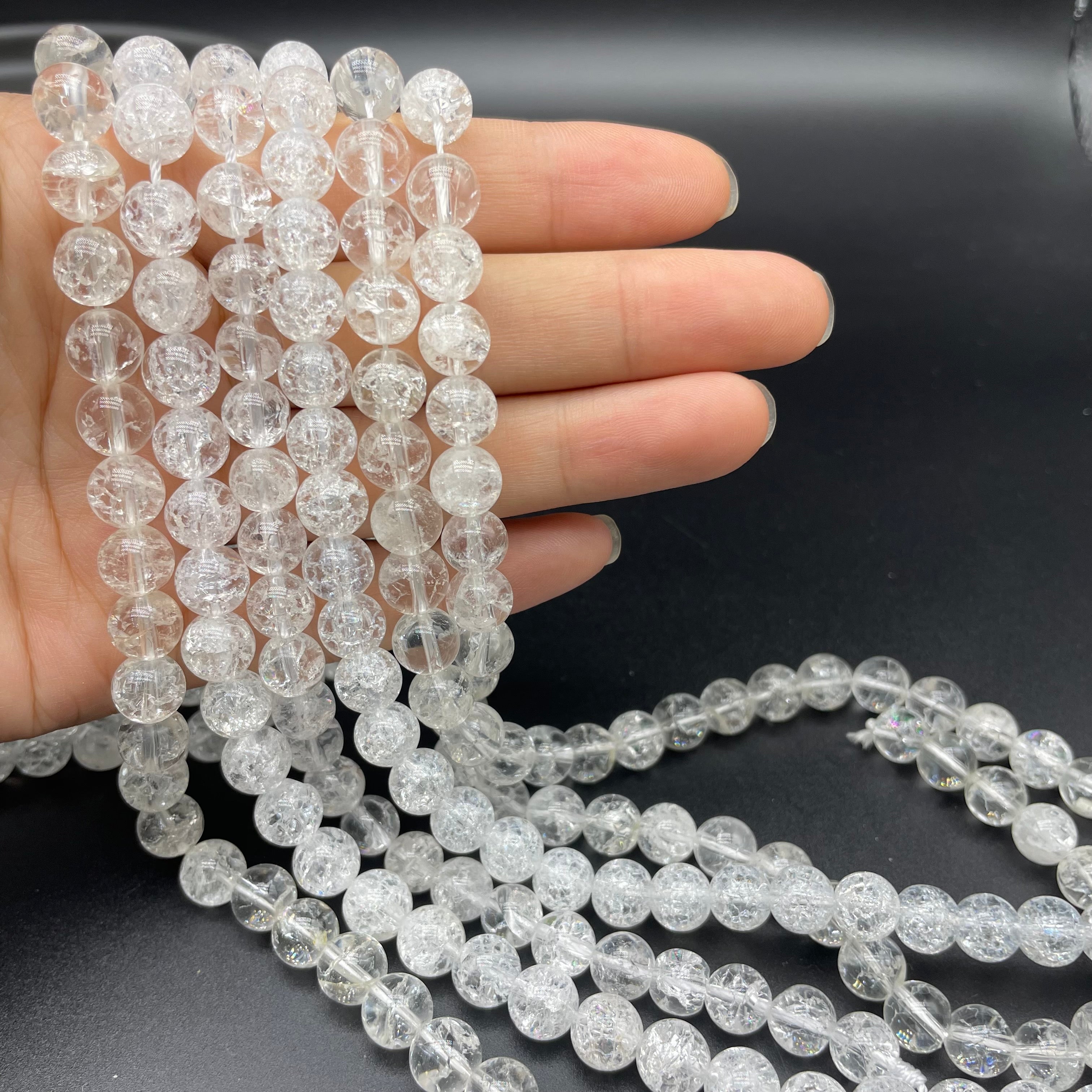 Crackle Clear Quartz Beads Strands
