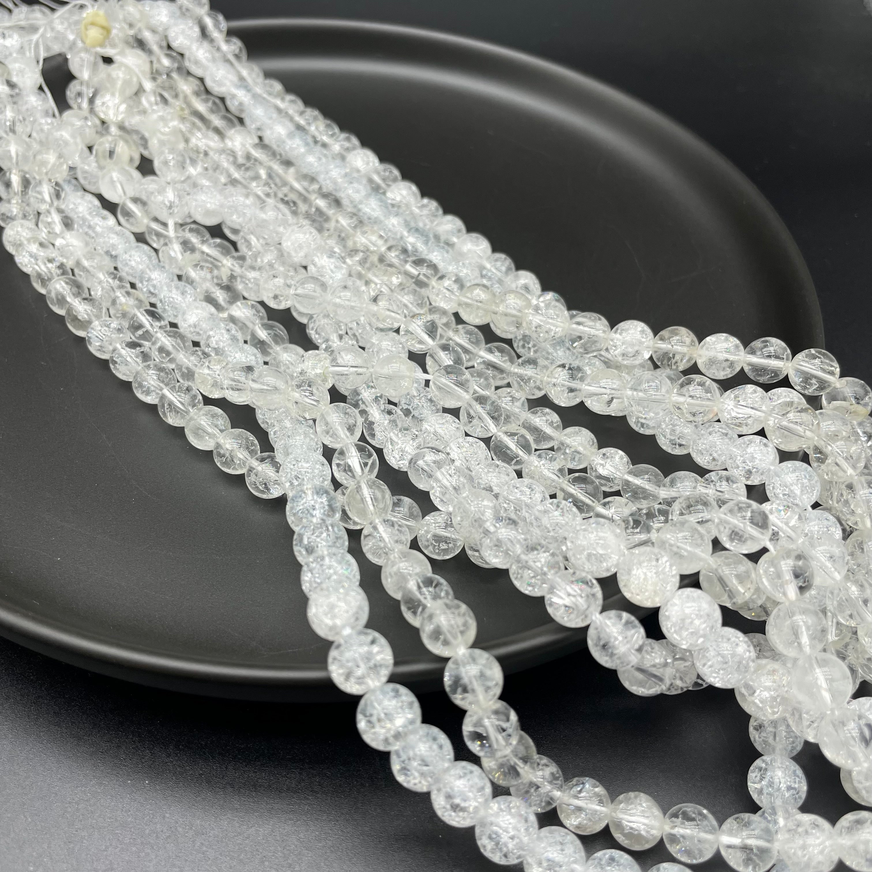Crackle Clear Quartz Beads Strands