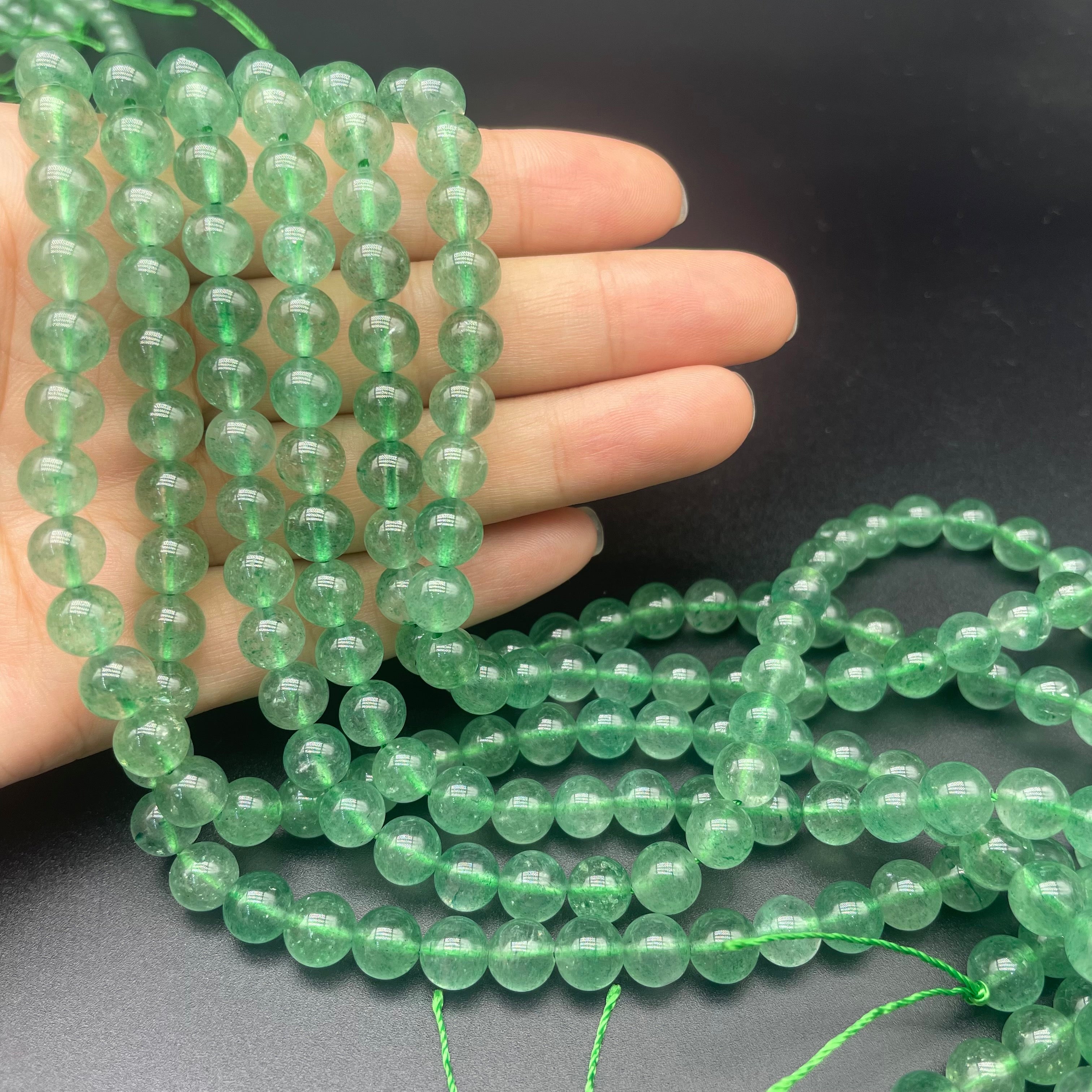 Green Strawberry Quartz Beads Strands