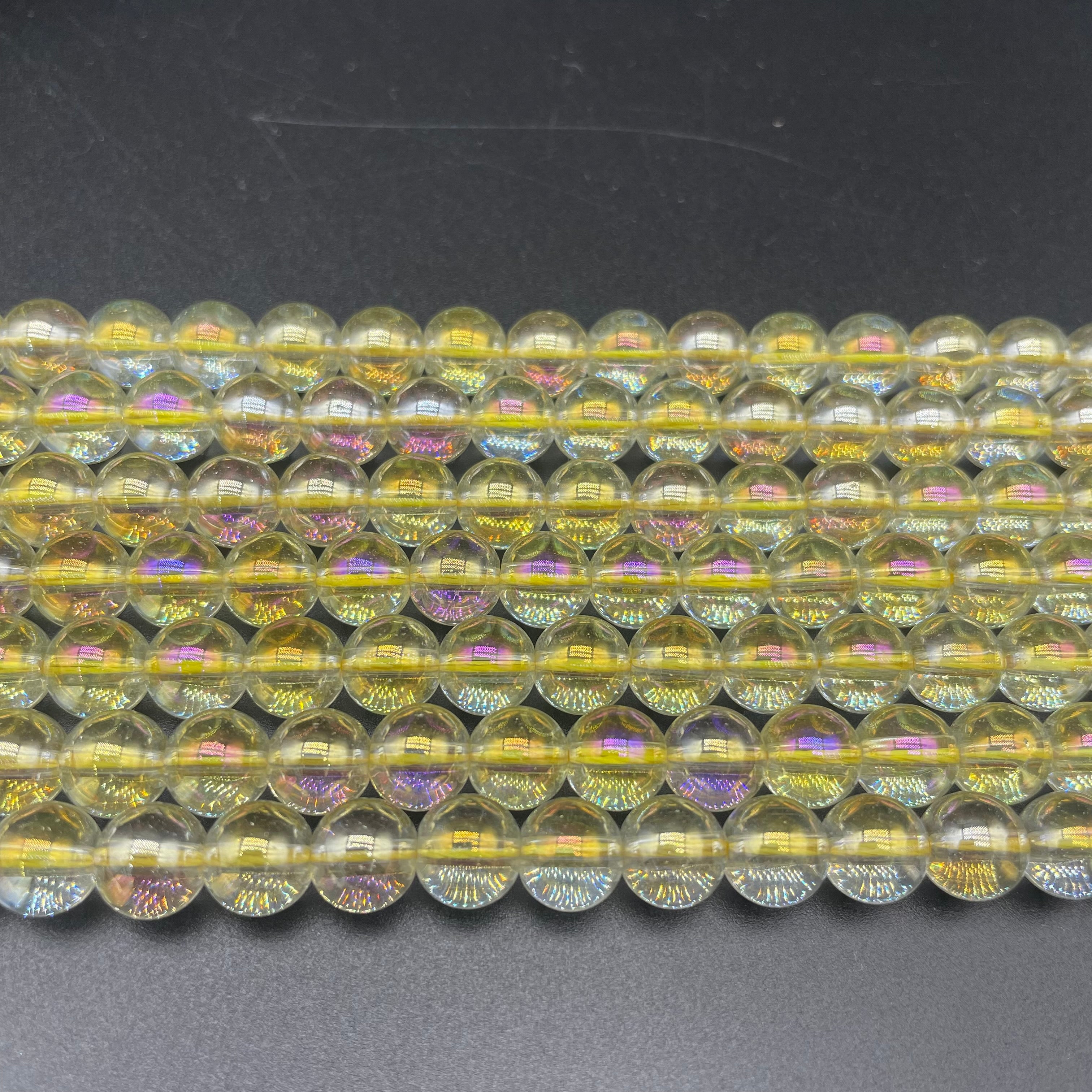 Yellow Aura Clear Quartz Beads Strands