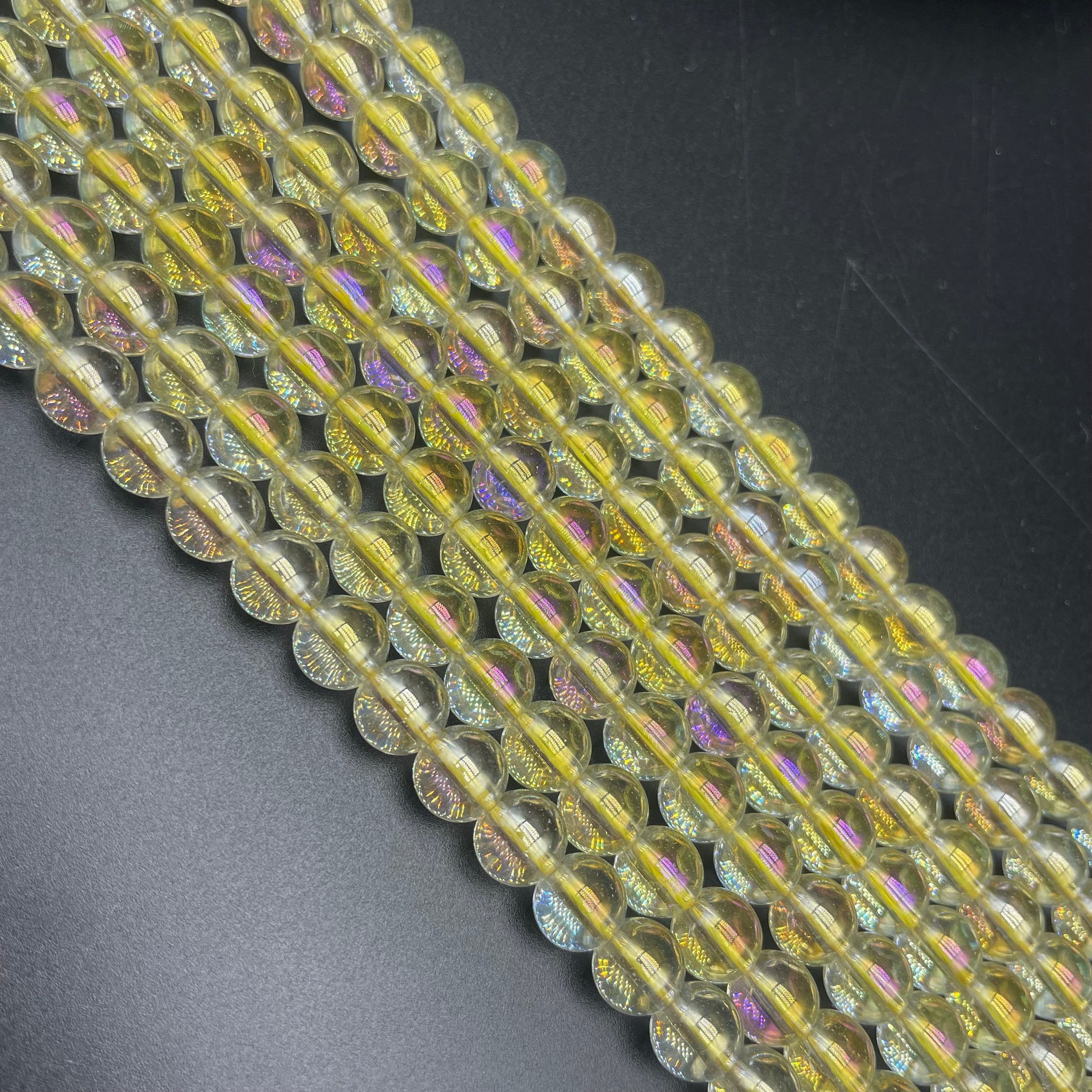 Yellow Aura Clear Quartz Beads Strands