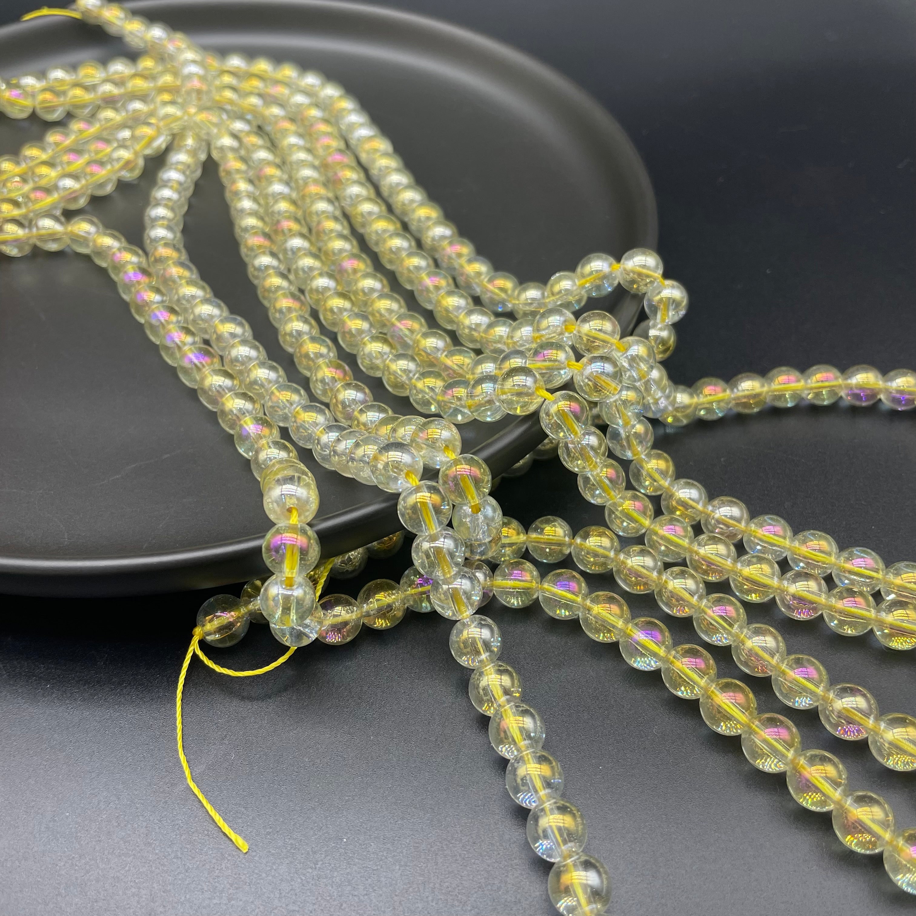 Yellow Aura Clear Quartz Beads Strands