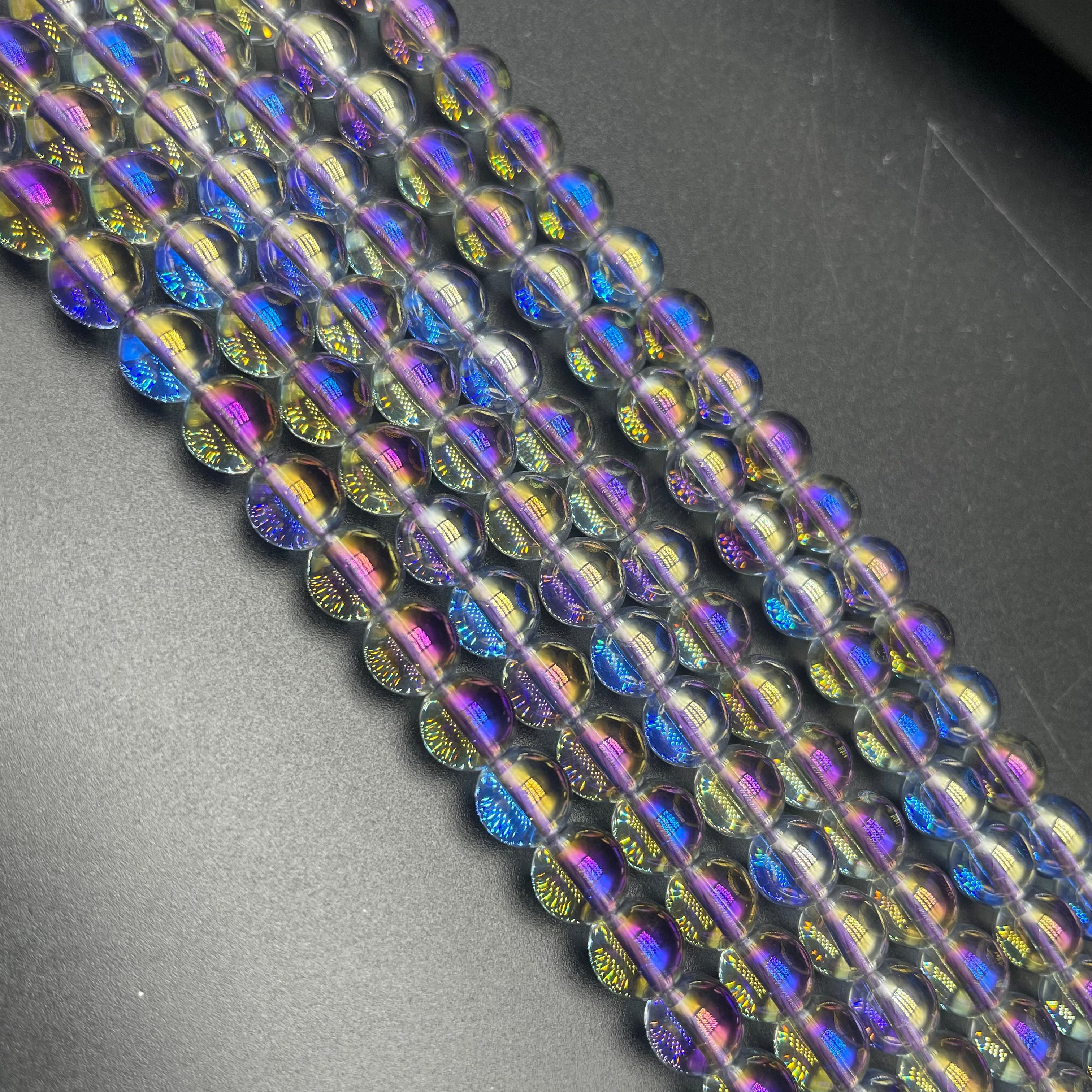 Purple Aura Clear Quartz Beads Strands
