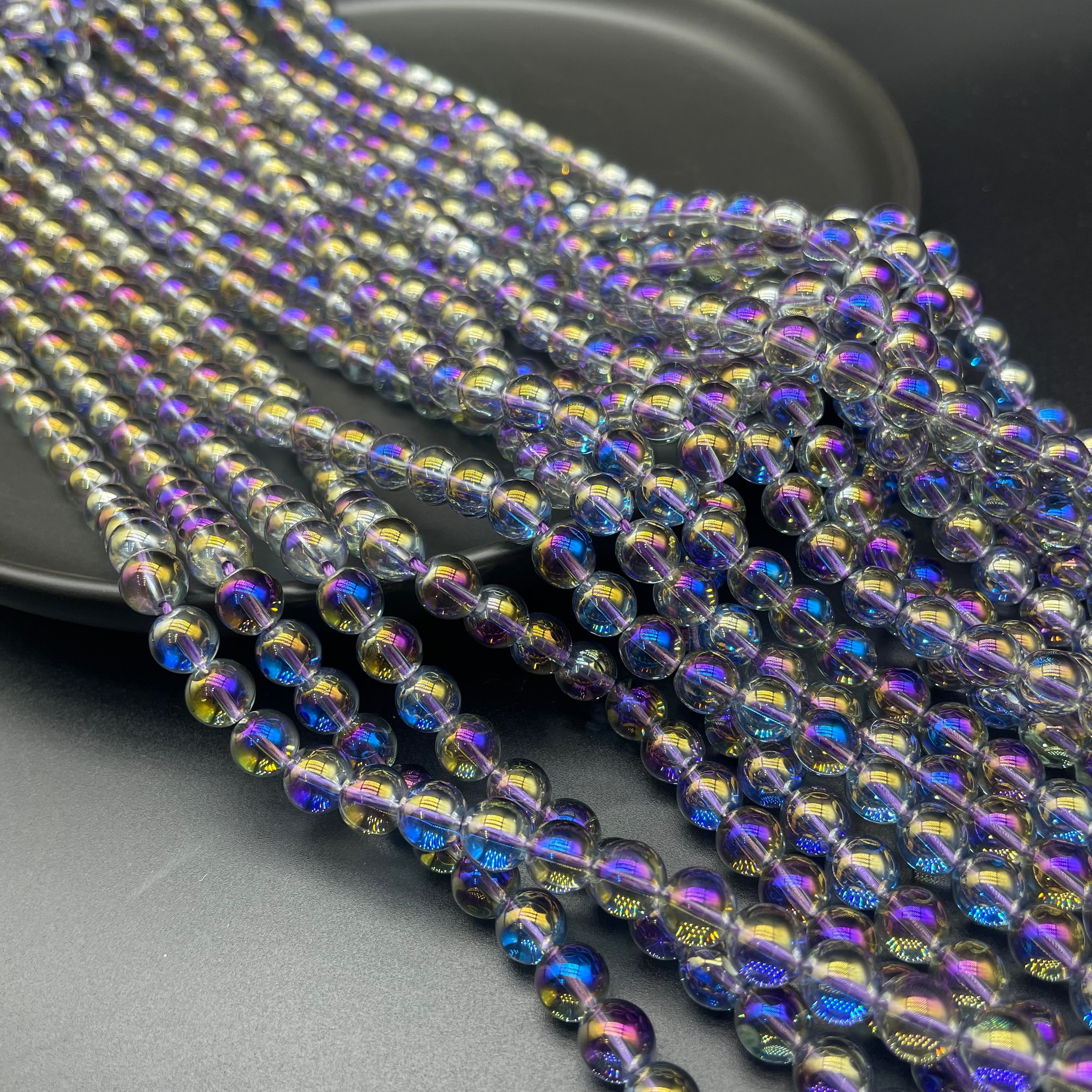 Purple Aura Clear Quartz Beads Strands